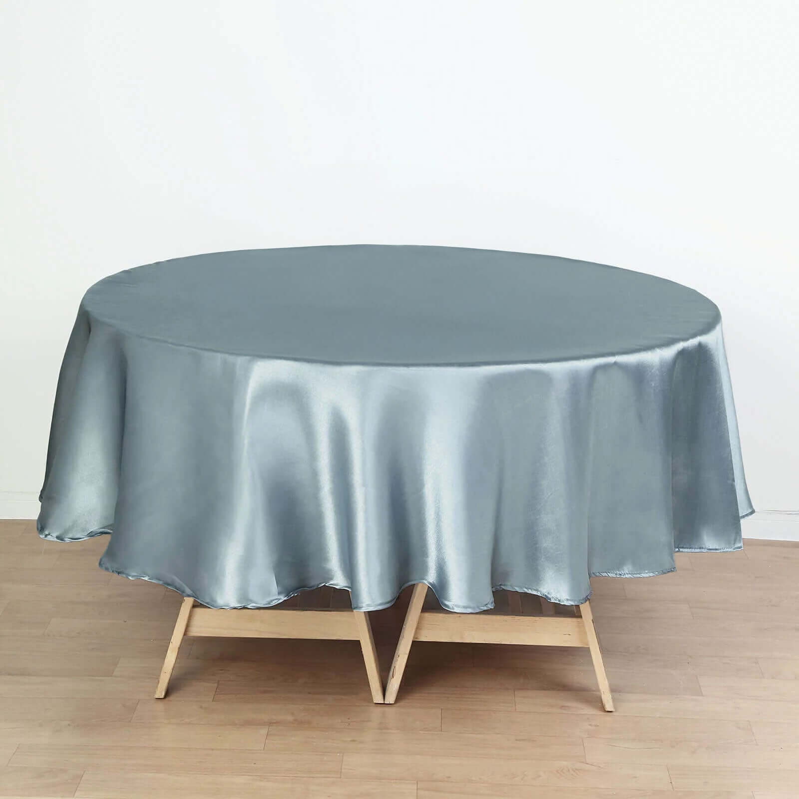 90" Dusty Blue Satin Round Tablecloth