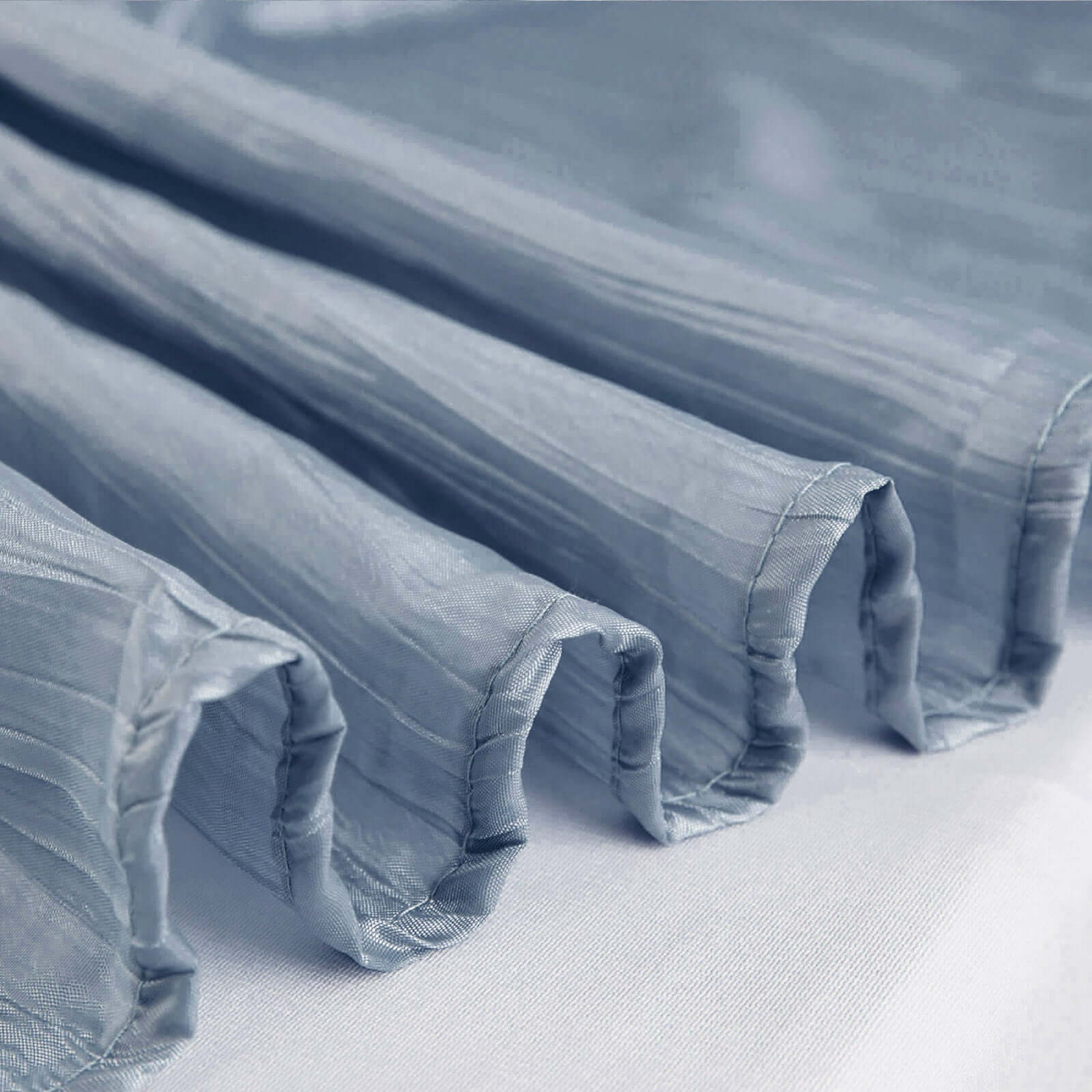 Taffeta 90"x90" Table Overlay Square Tablecloth Dusty Blue - Accordion Crinkle Table Cover