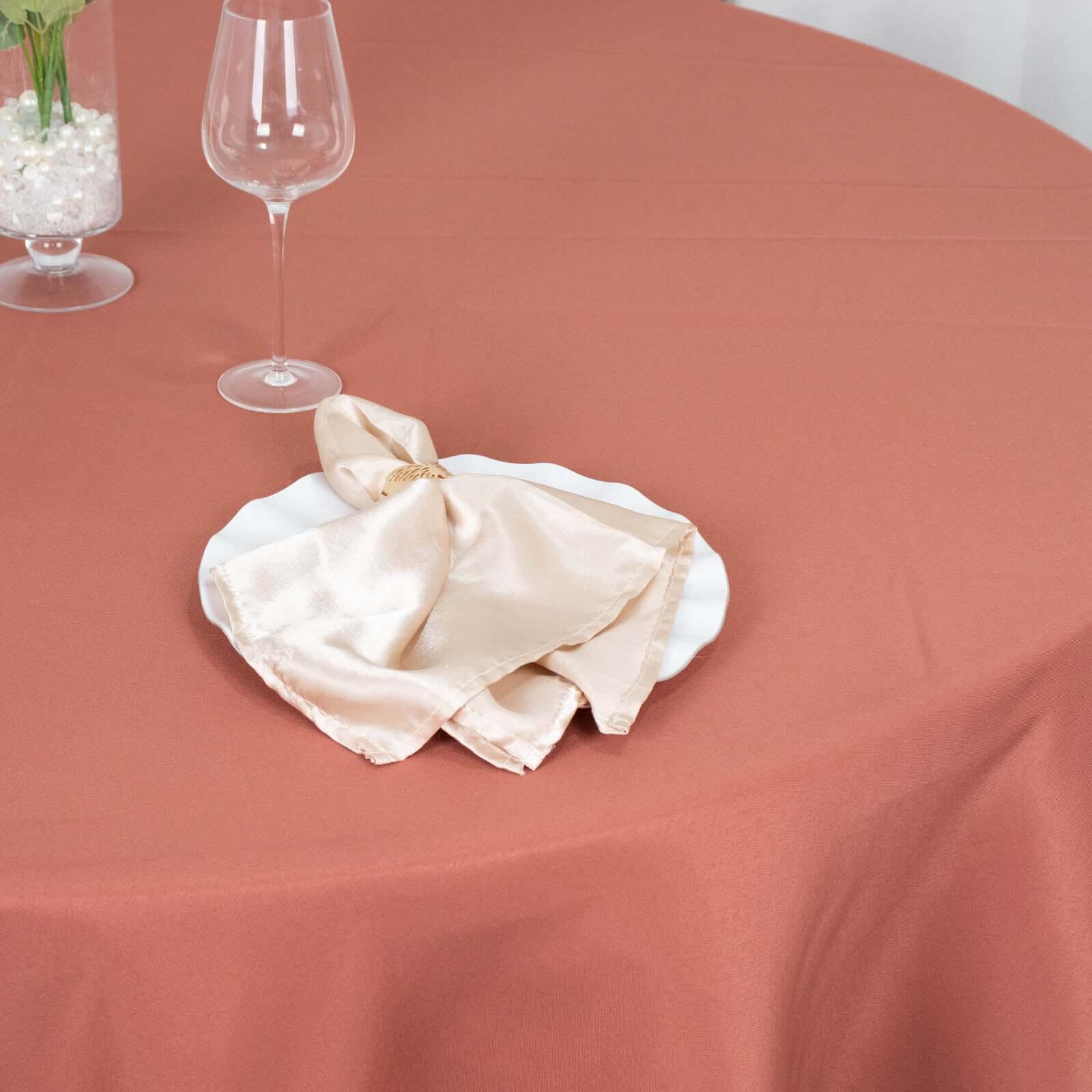 Premium Polyester 108" Round Tablecloth Terracotta (Rust) - Wrinkle-Resistant 220GSM Table Cover