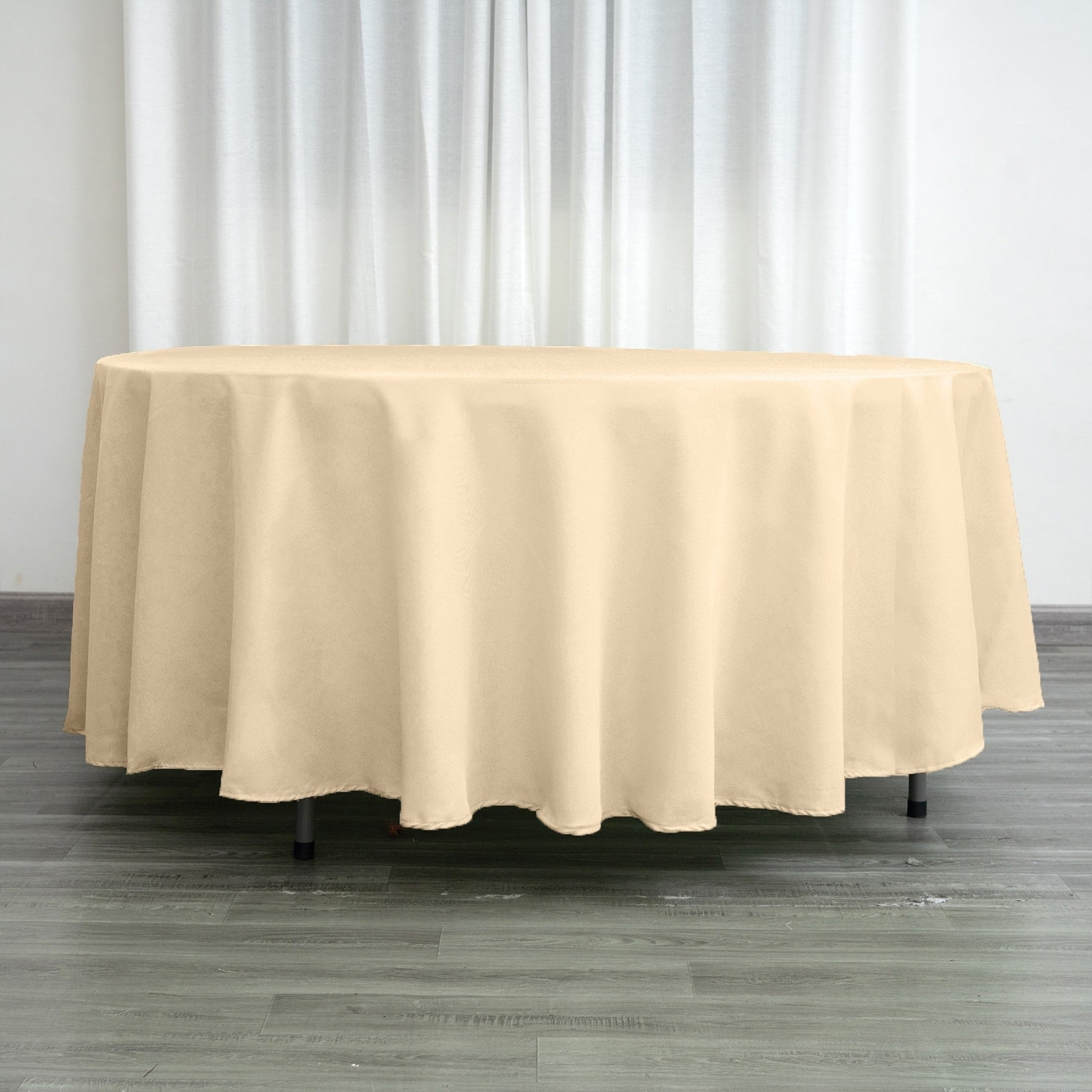 Polyester 108" Round Tablecloth Beige - Wrinkle-Resistant Table Cover