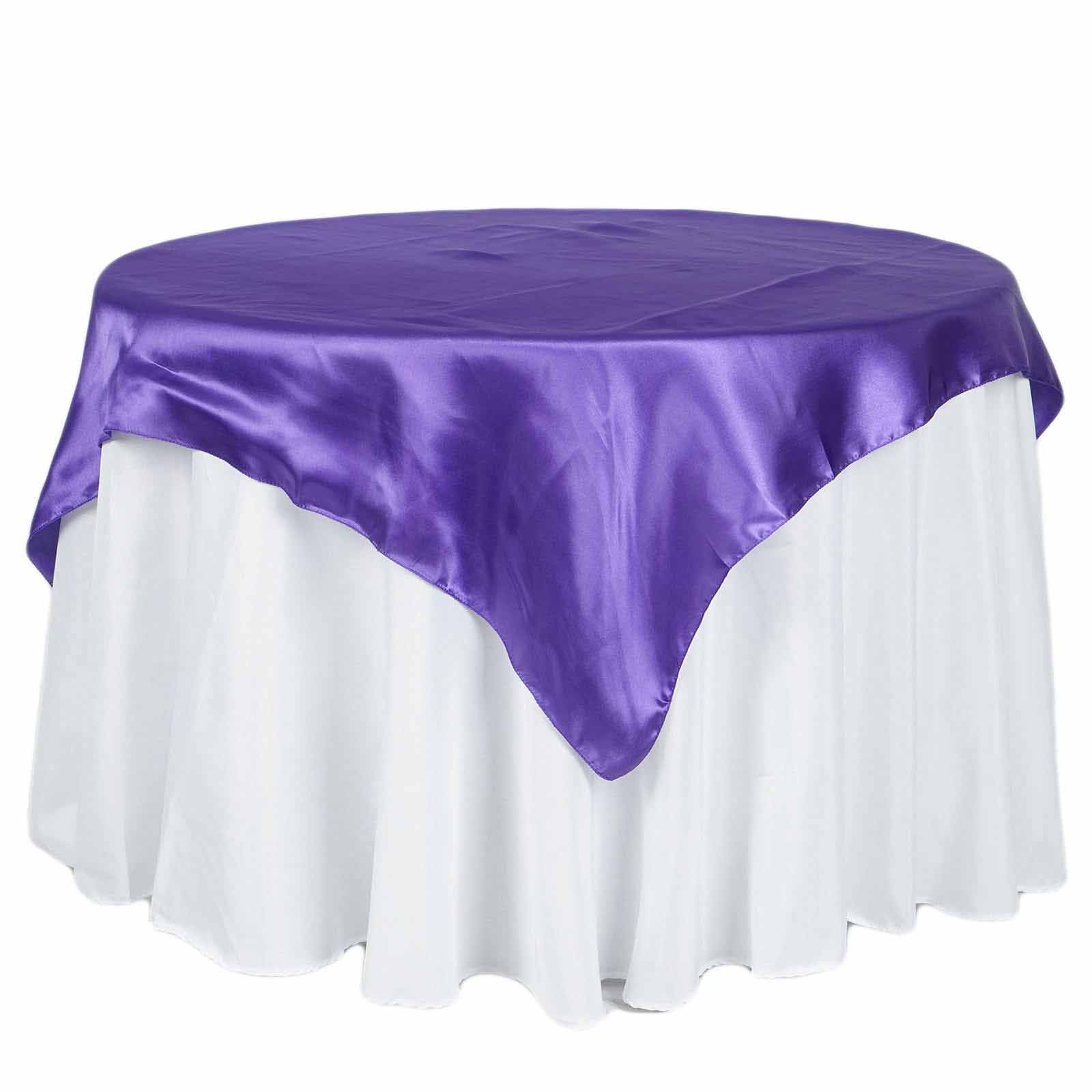 Satin 72"x72" Table Overlay Square Tablecloth Purple - Smooth Finish Table Cover