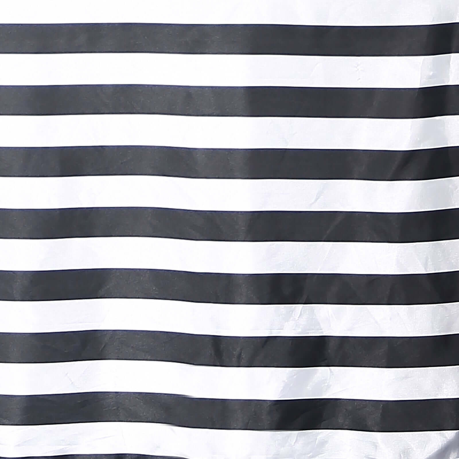 Satin 120" Round Tablecloth Black/White - Stripe Design with Seamless Silky Smooth Finish Table Cover
