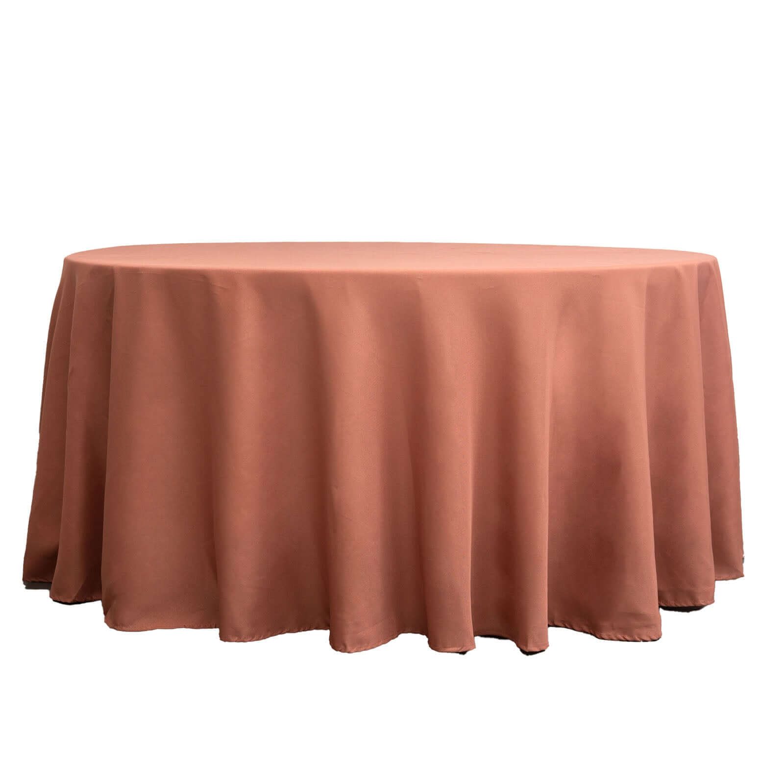 Polyester 120" Round Tablecloth Terracotta (Rust) - Seamless Wrinkle-Resistant Table Cover