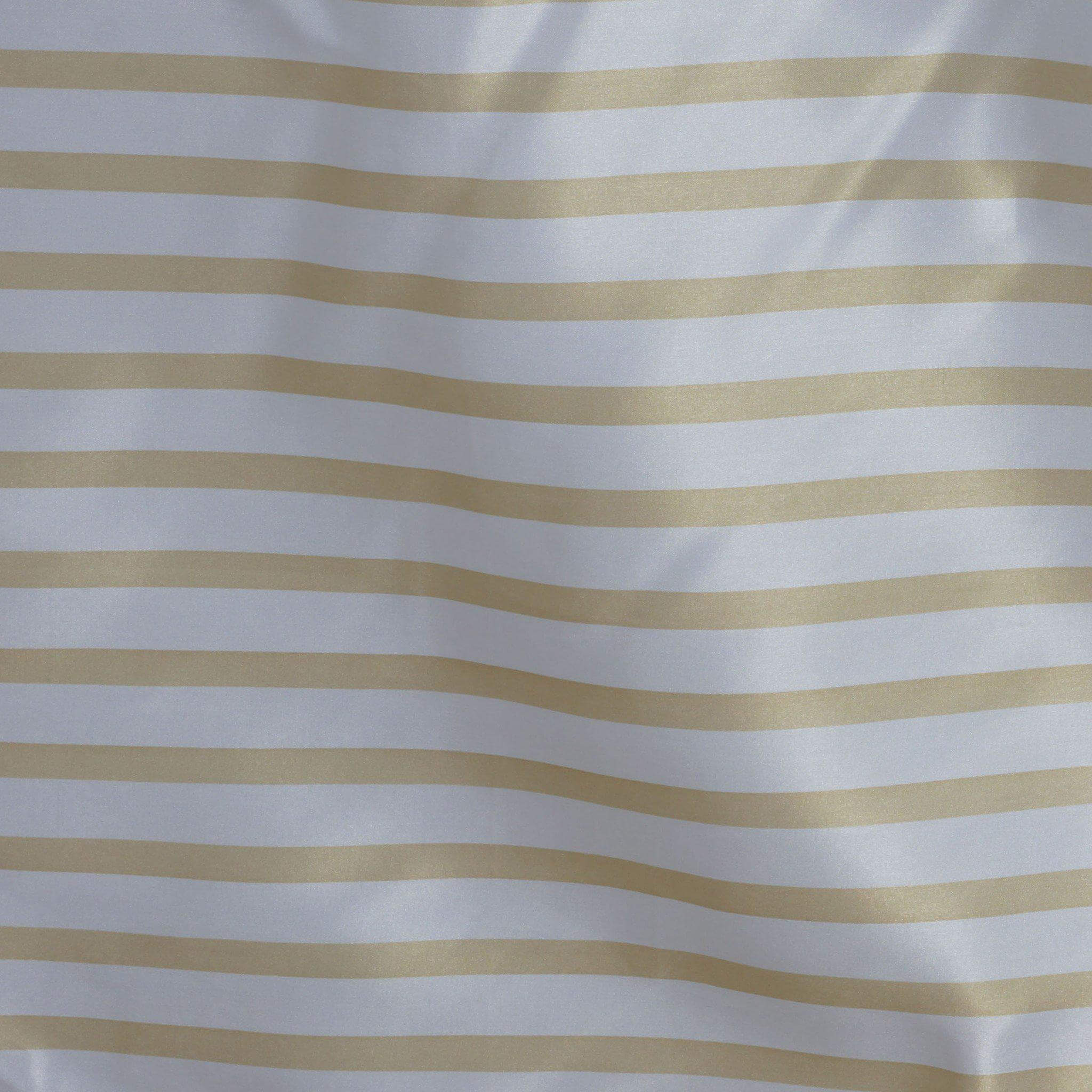 90"x156" White Champagne Seamless Stripe Satin Rectangle Tablecloth for 8 Foot Table With Floor-Length Drop