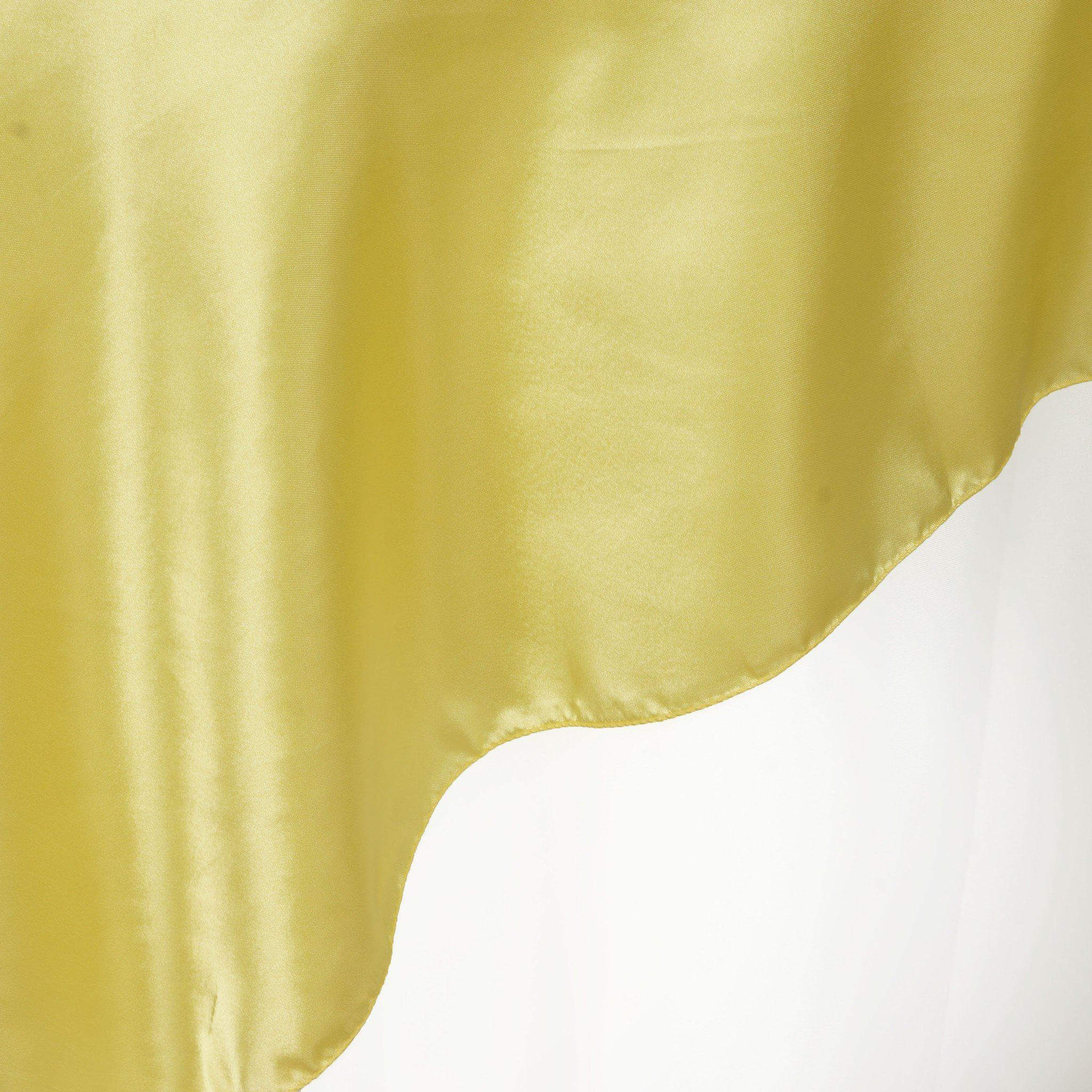 Satin 90"x90" Table Overlay Square Tablecloth Yellow - Smooth Finish for Luxurious Events