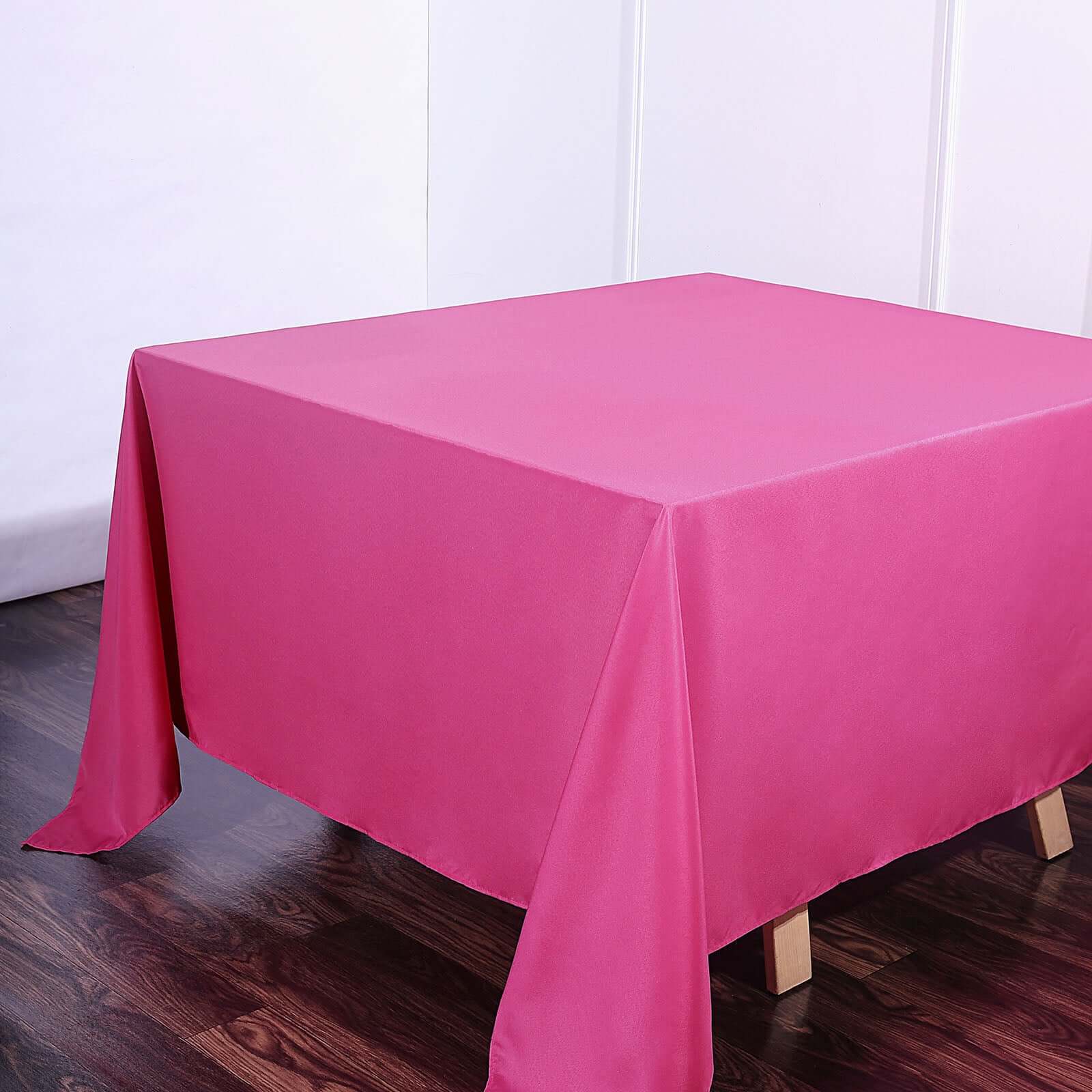 Polyester Square 90"x90" Tablecloth Fuchsia - Wrinkle-Resistant & Durable Table Cover