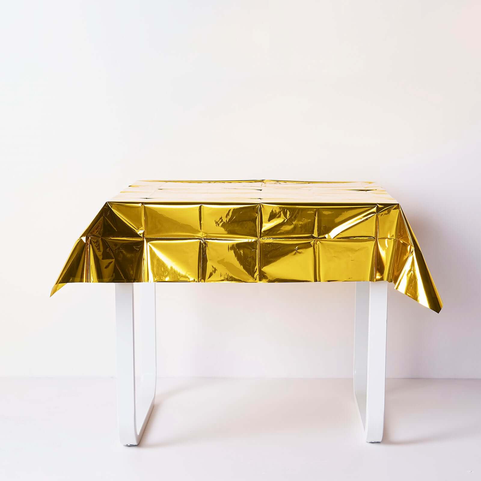 50"x50" Gold Metallic Foil Square Tablecloth, Disposable Table Cover