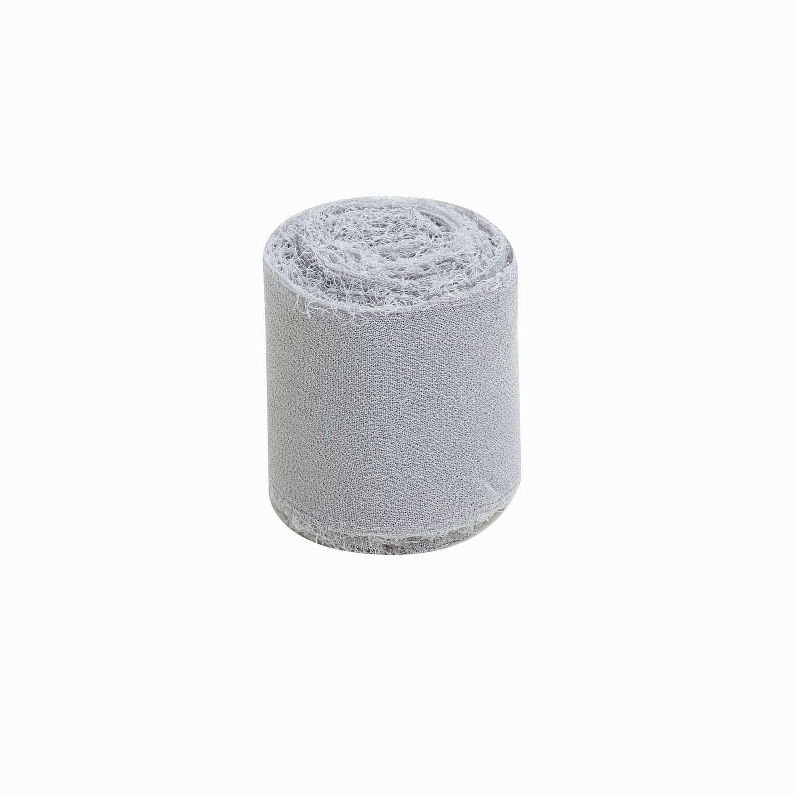 2 Pack 6yd Silver Silk-Like Chiffon Linen Ribbon Roll For Bouquets, Wedding Invitations Gift Wrapping