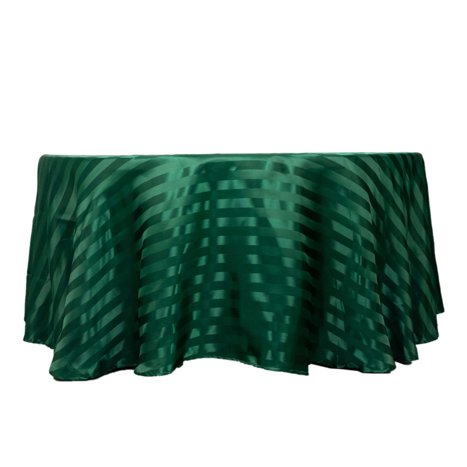 Satin Striped 120" Round Tablecloth Hunter Emerald Green Satin Stripe - Silky Smooth Seamless Table Cover