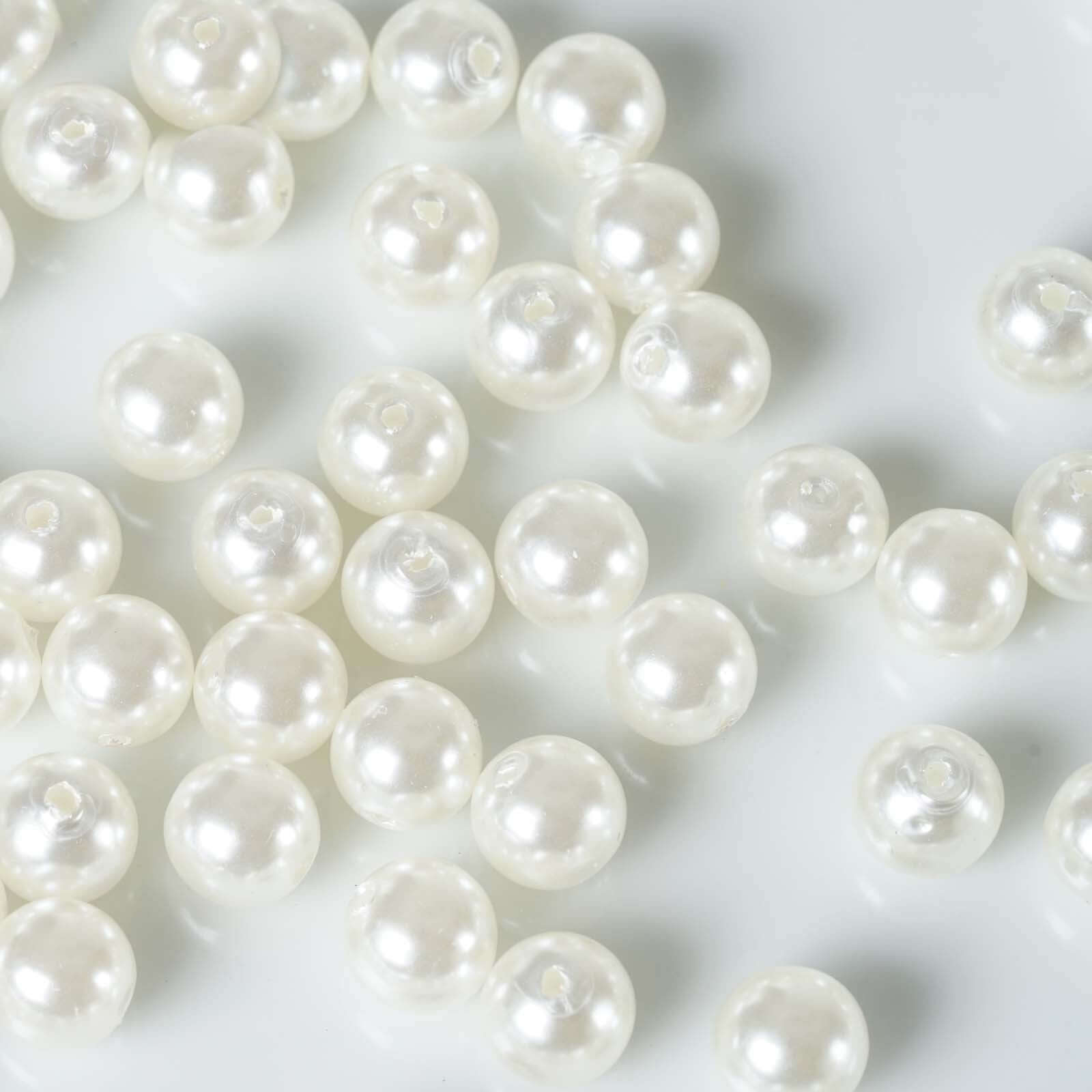 1000-Pack Faux Craft Pearl Beads Ivory - Smooth Beads with Holes for Vase Filler Jewelry Making Bridal Accessories & Event Decor 10mm