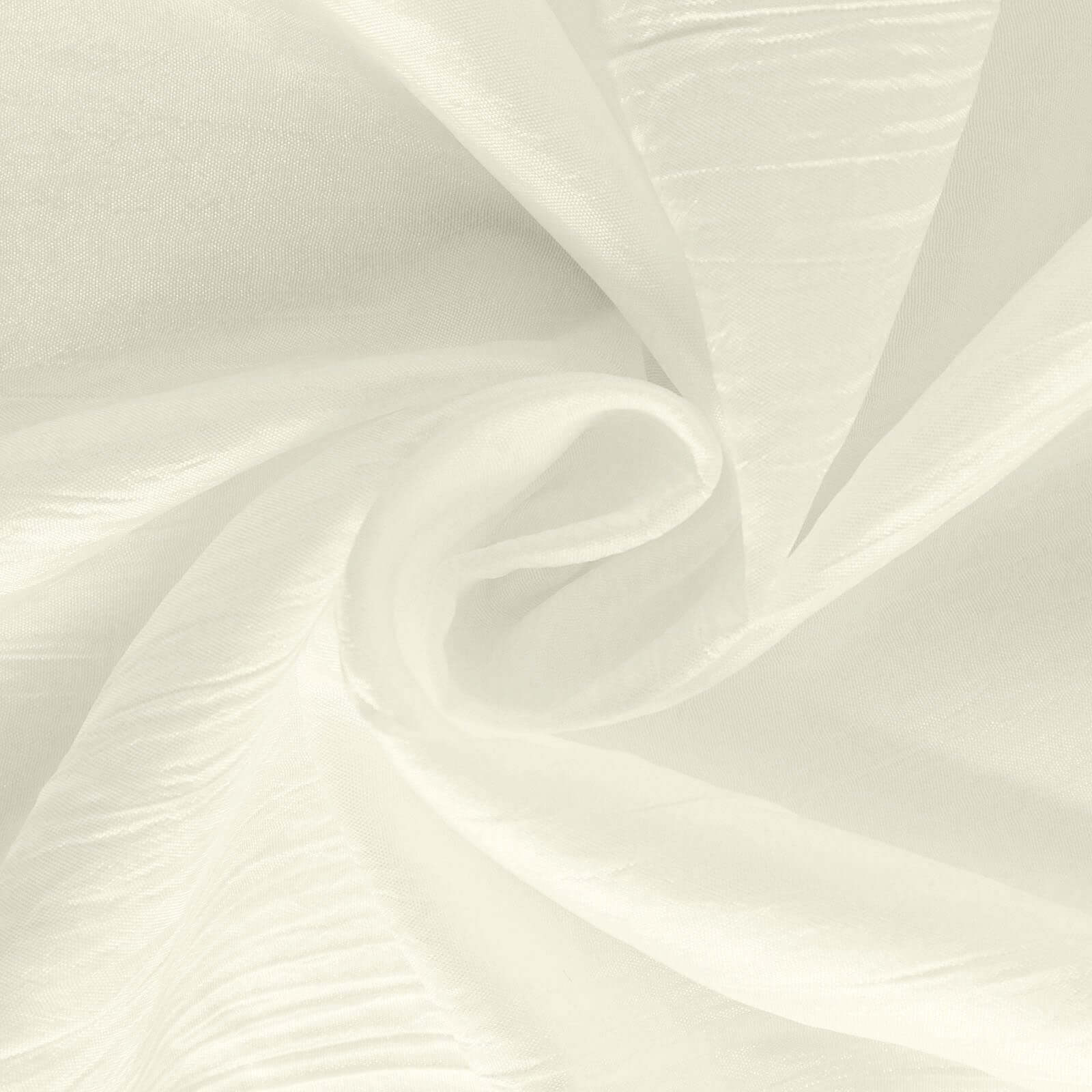 Taffeta 132" Round Tablecloth Ivory - Seamless Accordion Crinkle Table Cover