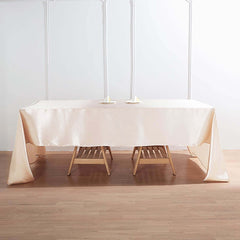 Satin Rectangular 60"x126" Tablecloth Beige - Smooth and Lustrous Table Cover