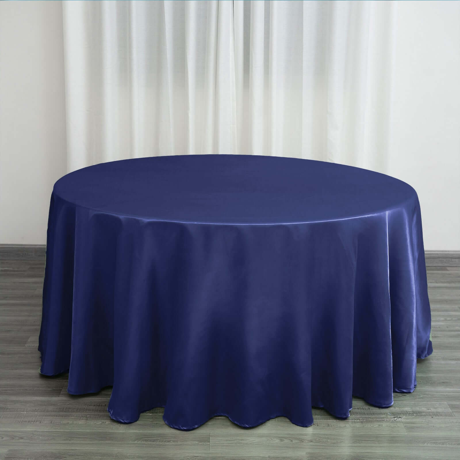 Satin 120" Round Tablecloth Navy Blue - Stylish Seamless Table Cover