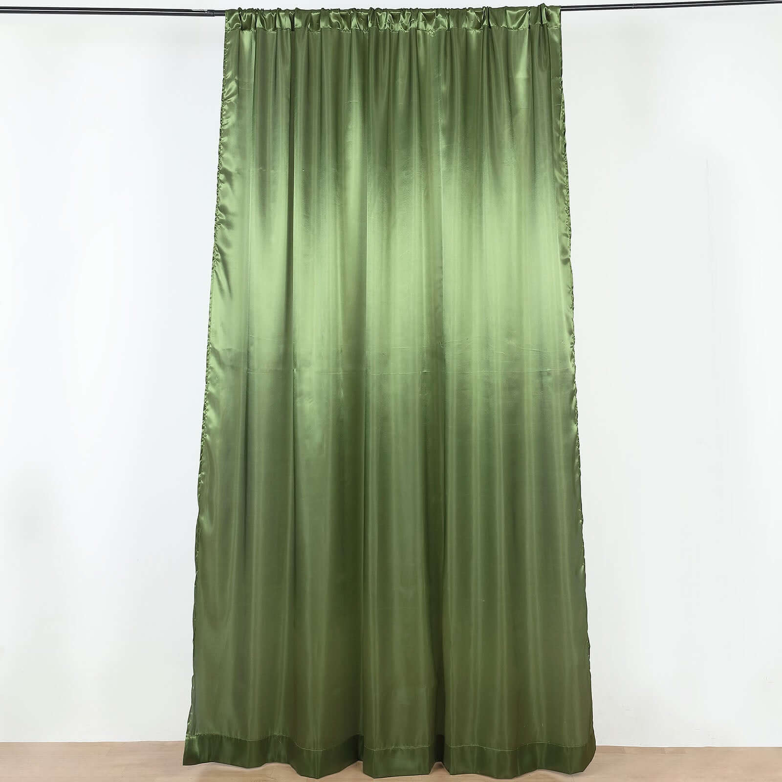 8ftx10ft Olive Green Satin Event Curtain Drapes, Backdrop Event Panel