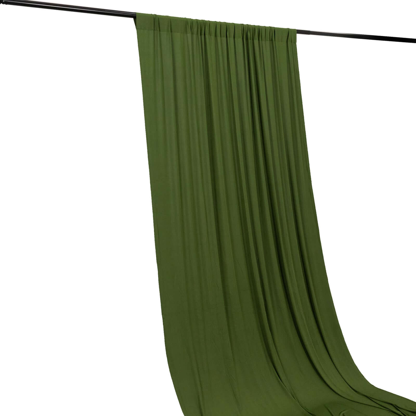 Olive Green 4-Way Stretch Spandex Event Curtain Drapes, Wrinkle Free Backdrop Event Panel with Rod Pockets - 5ftx10ft
