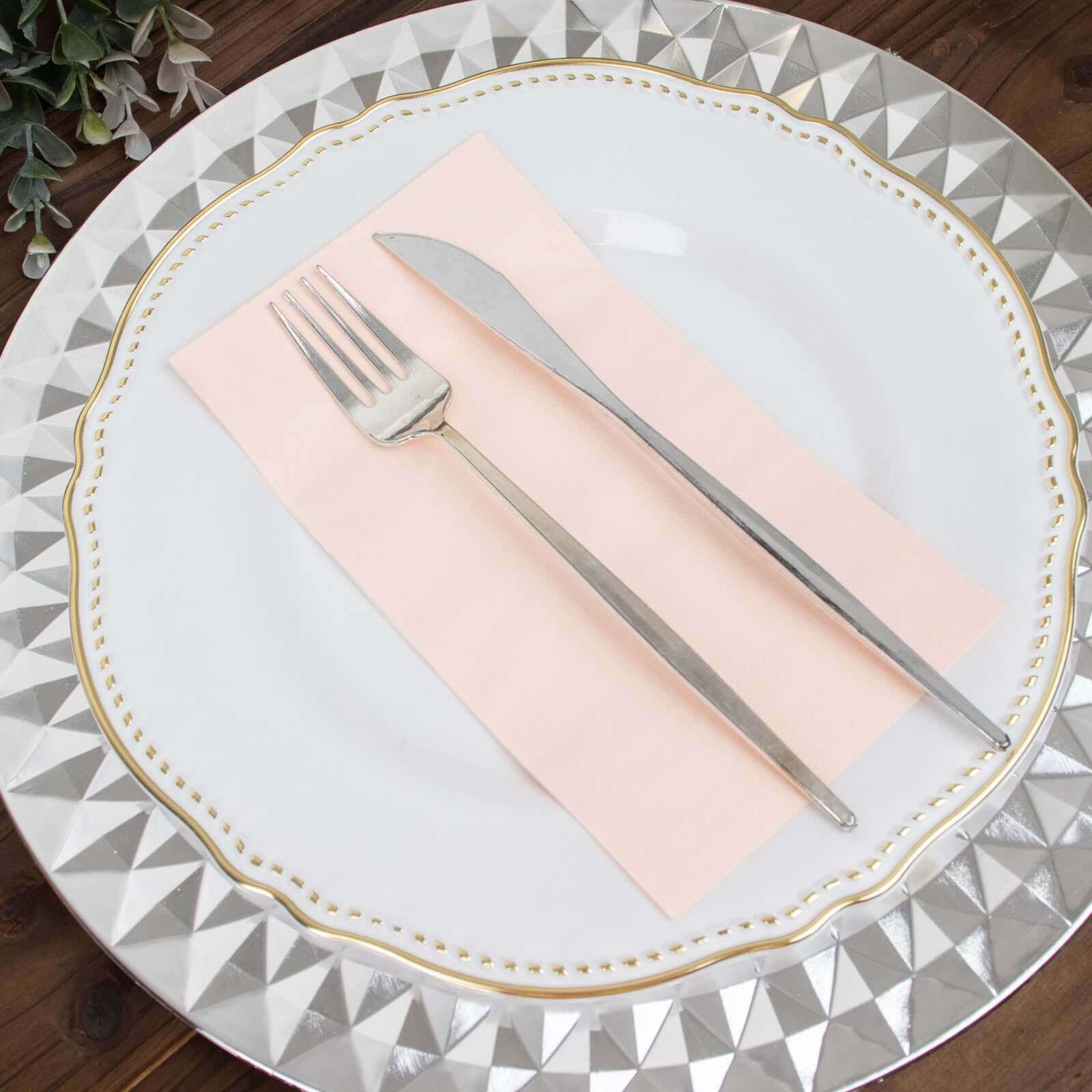 50-Pack Paper Napkins Soft Blush - Disposable 2-Ply Cocktail and Beverage Napkins for Weddings