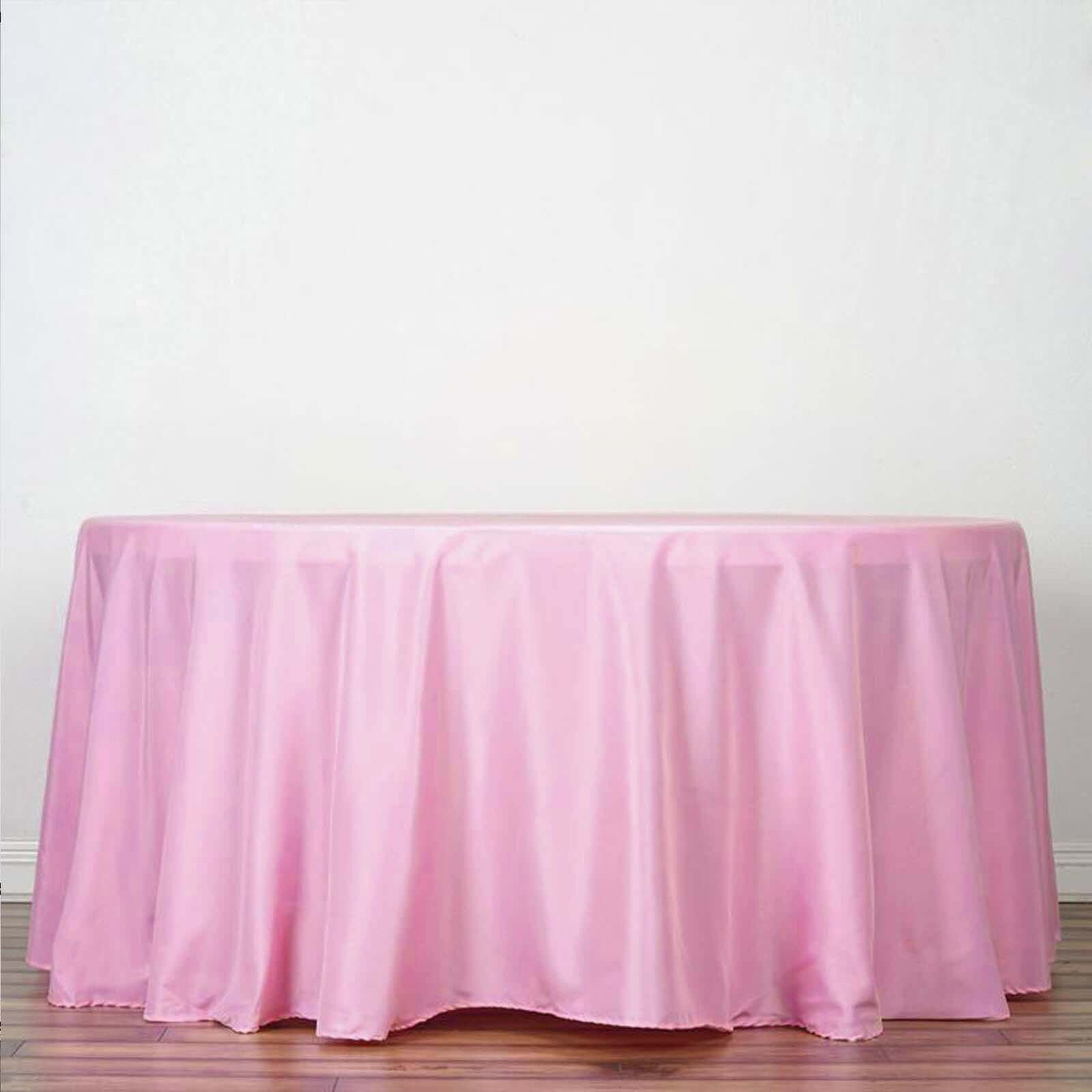 Polyester 132" Round Tablecloth Pink - Seamless Chic Table Cover
