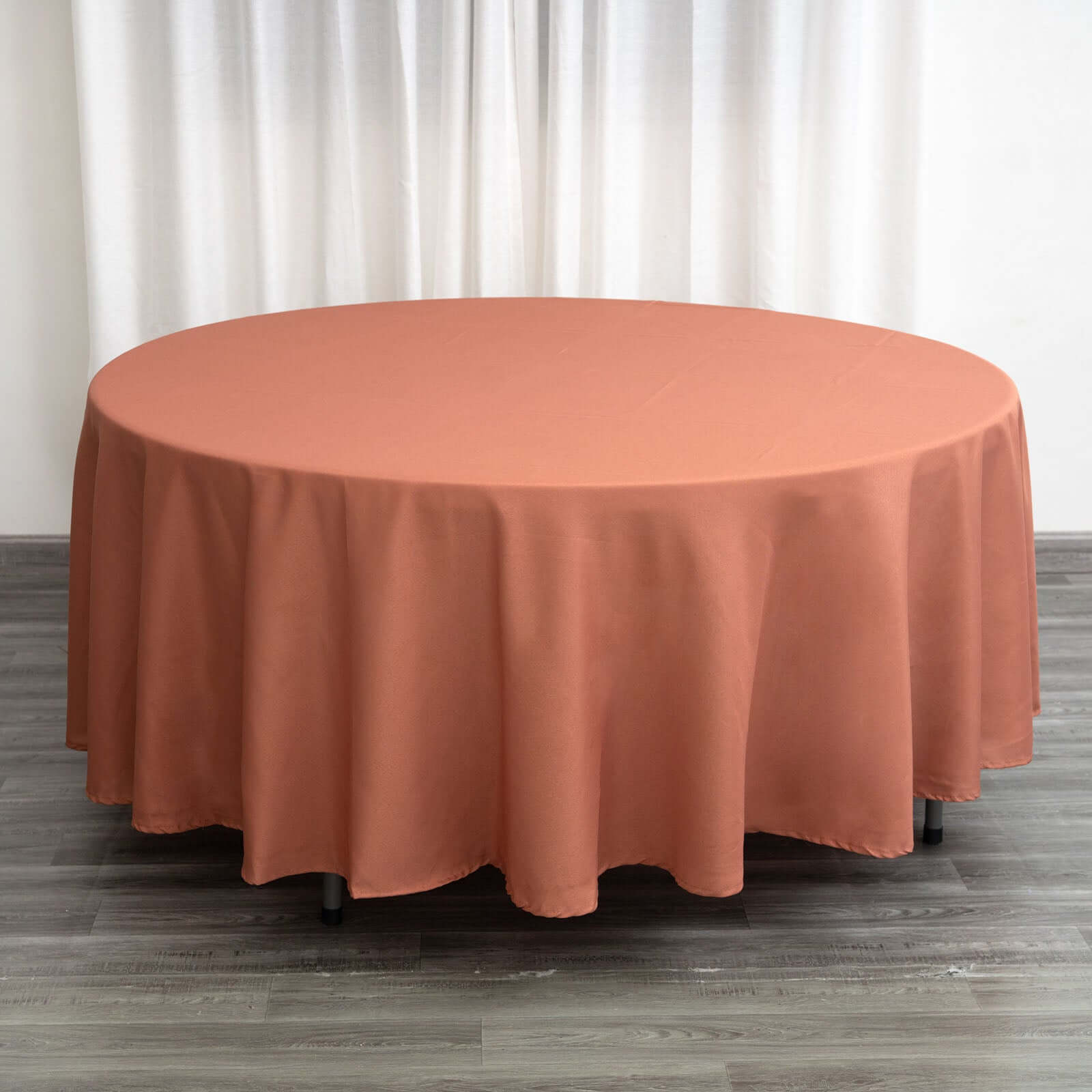 Polyester 108" Round Tablecloth Terracotta (Rust) - Wrinkle-Resistant Table Cover