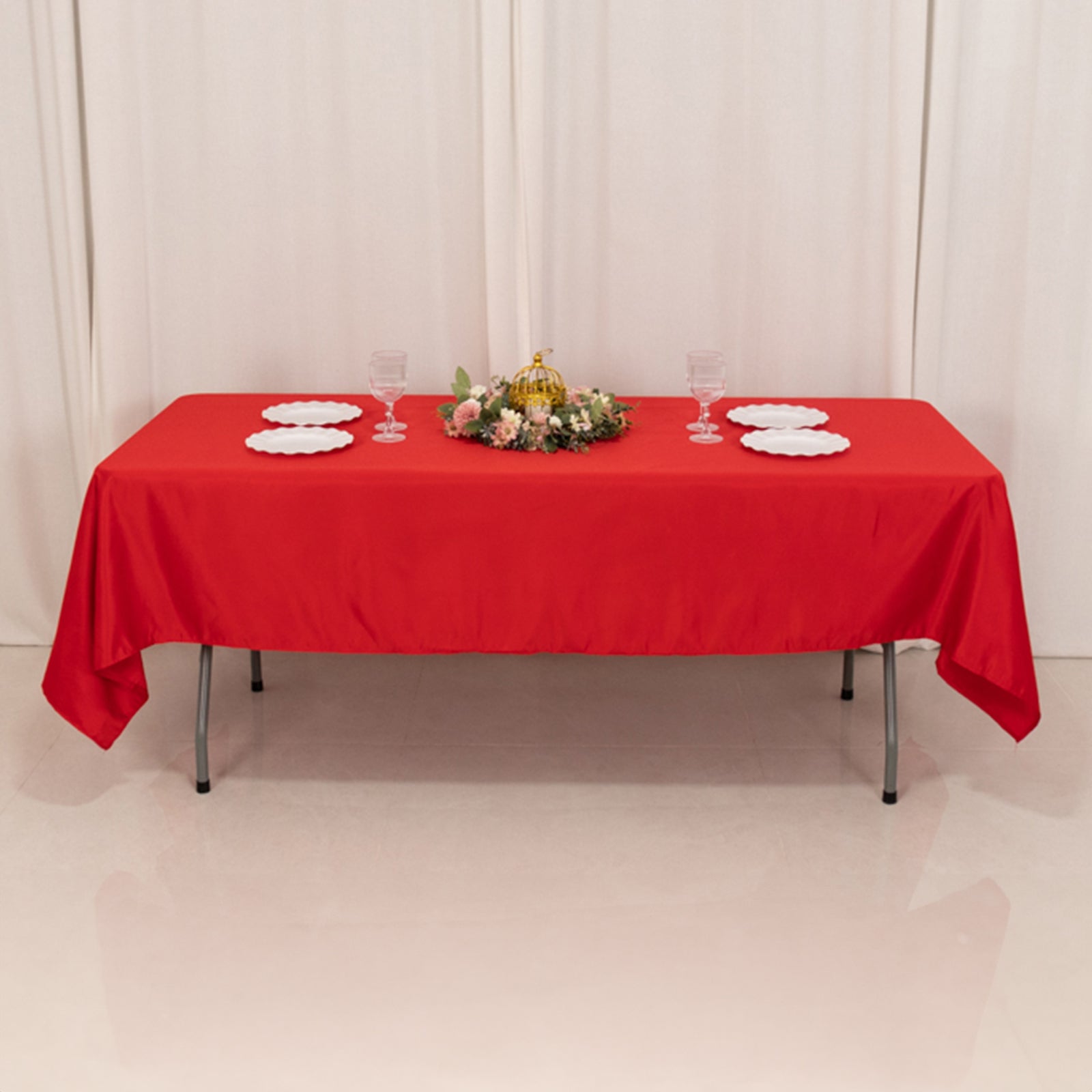 Lamour Satin 60"x102" Rectangle Tablecloth Red - Durable & Silky Soft Feel Table Cover