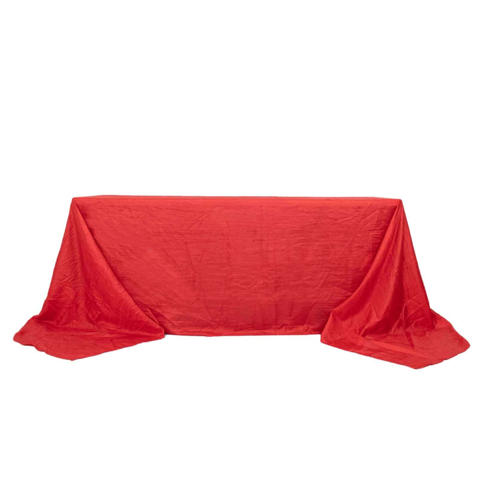 Taffeta 90"x156" Rectangle Tablecloth Red - Accordion Crinkle Seamless Table Cover
