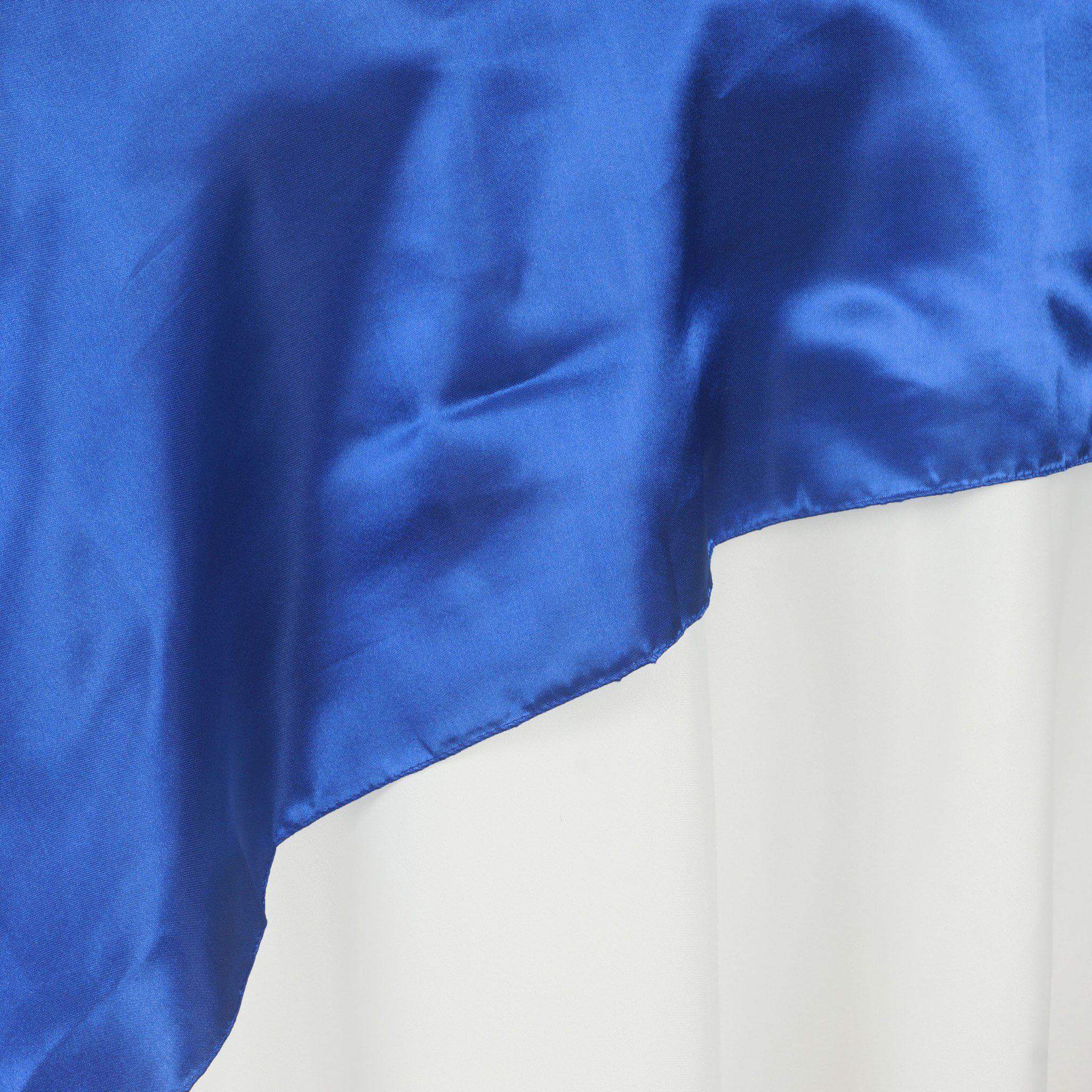 Satin 90"x90" Table Overlay Square Tablecloth Royal Blue - Smooth Finish Table Topper