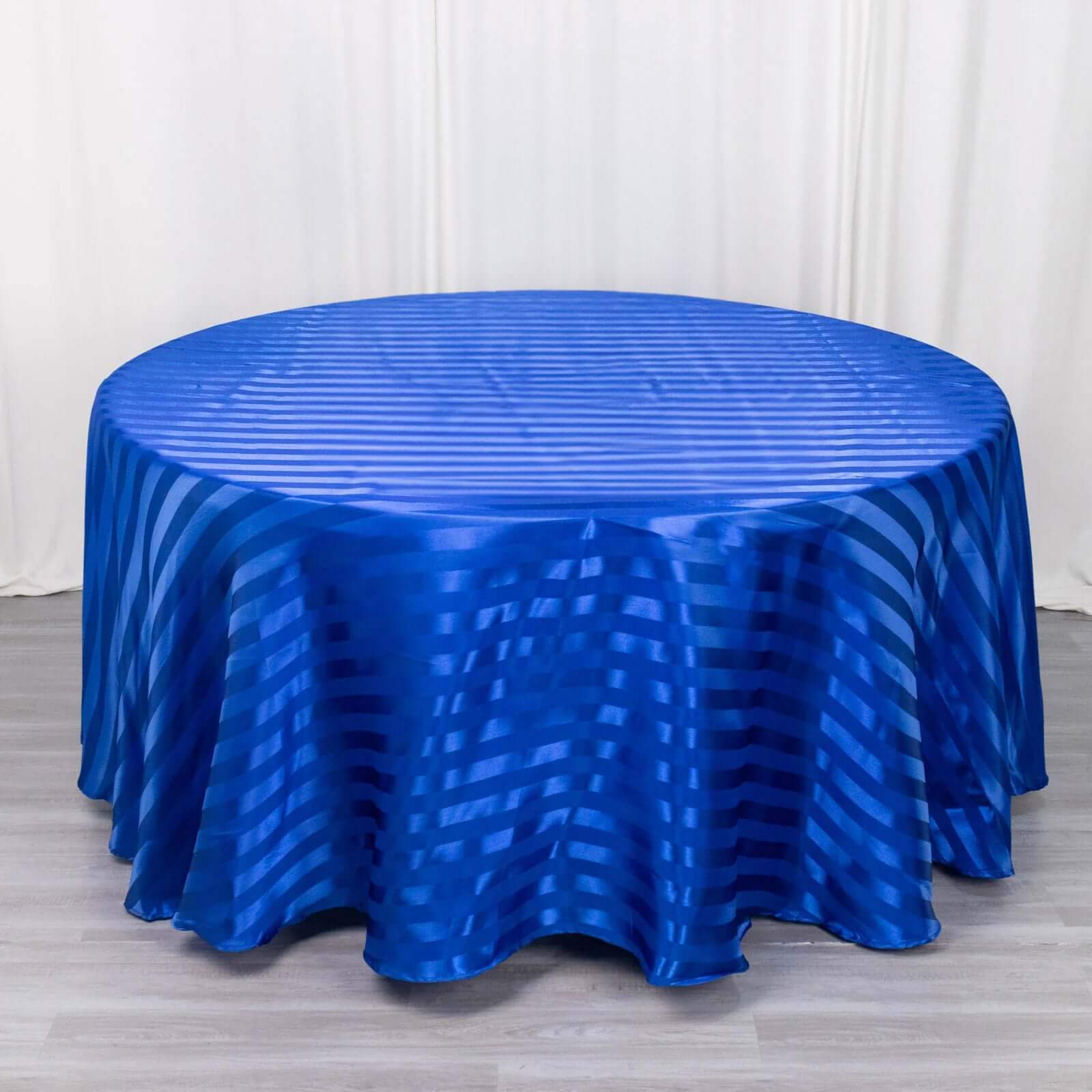 Satin Striped 120" Round Tablecloth Royal Blue Satin Stripe - Silky Smooth Seamless Table Cover