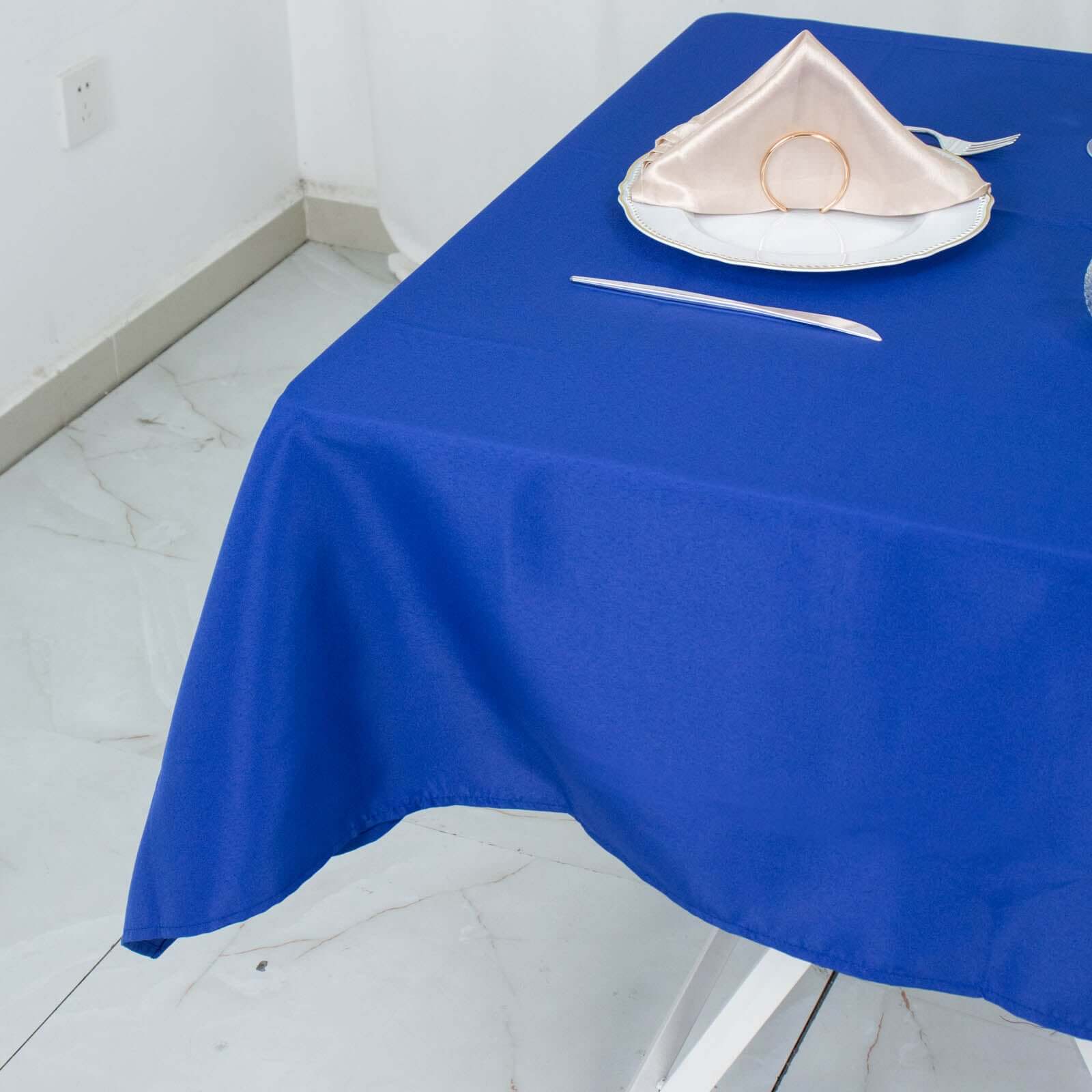 Premium Polyester 54"x54" Table Overlay Square Tablecloth Royal Blue - Stain and Wrinkle-Resistant 220GSM Table Topper