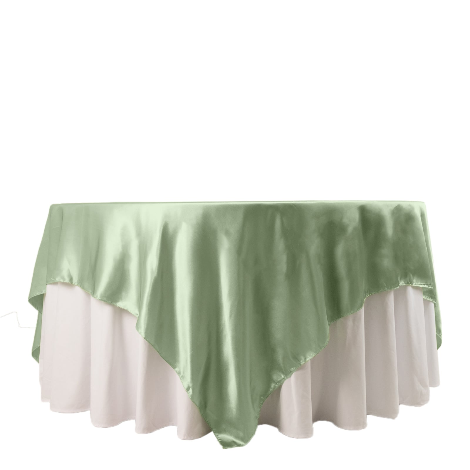 Satin 90"x90" Table Overlay Square Tablecloth Sage Green - Smooth Finish Table Topper