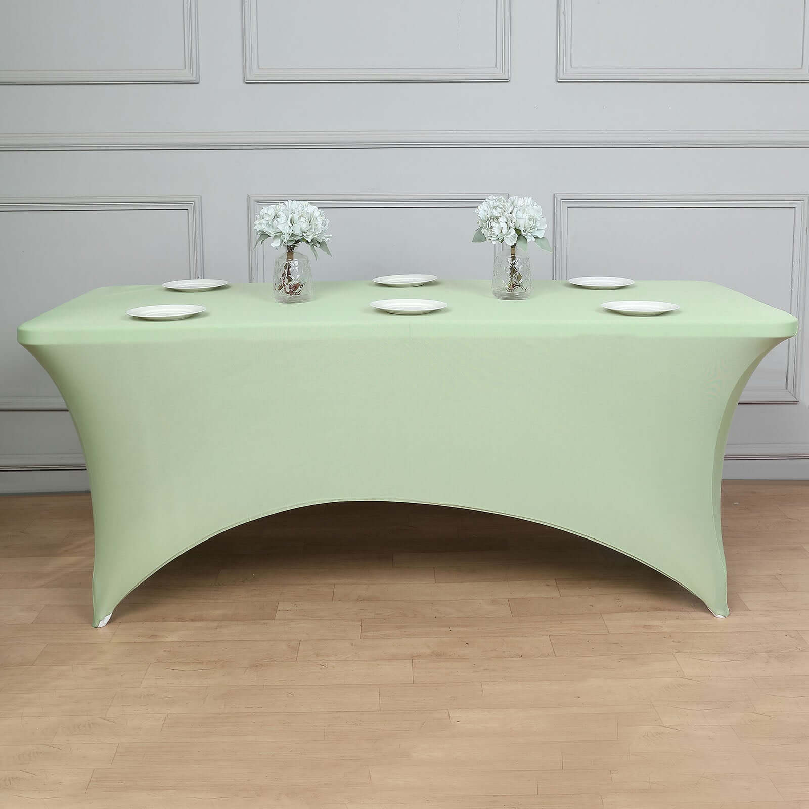 Stretch Spandex 6ft Rectangle Tablecloth Sage Green - Durable Form-Fitting Table Cover