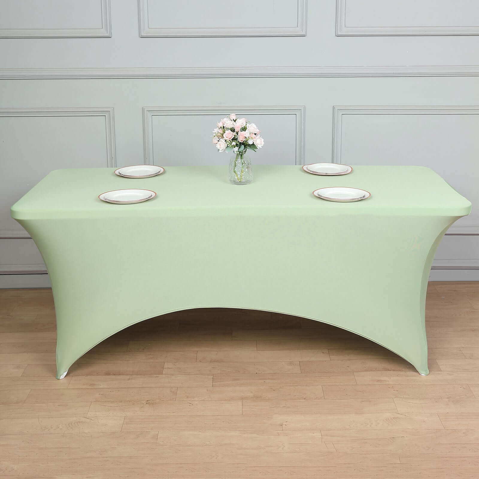 Stretch Spandex 96"x30" Rectangle Table Cover Sage Green - Durable Form-Fitting Tablecloth