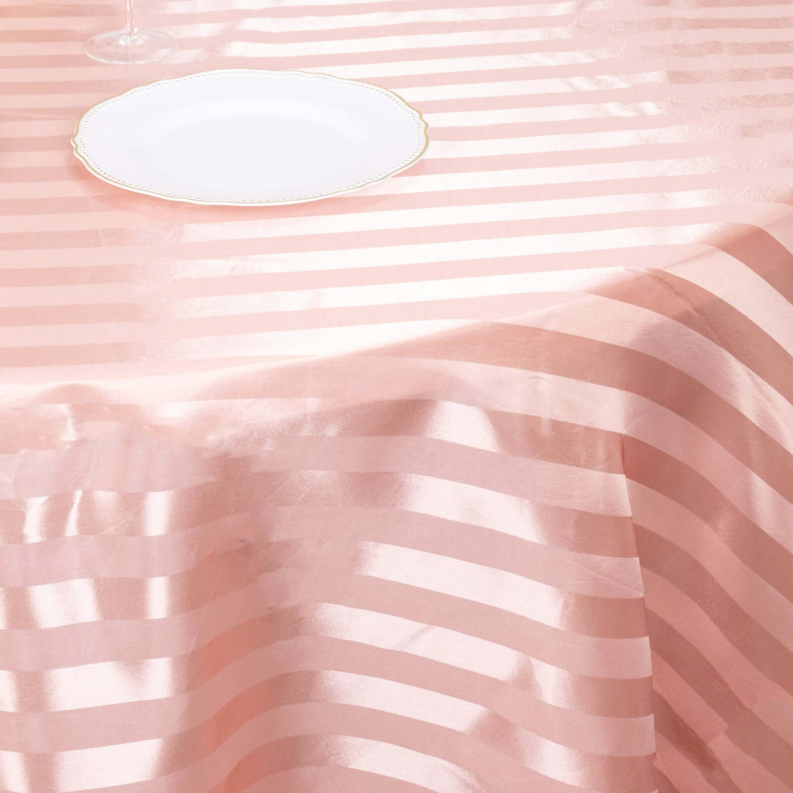 Satin Striped 120" Round Tablecloth Dusty Rose Satin Stripe - Silky Smooth Seamless Table Cover