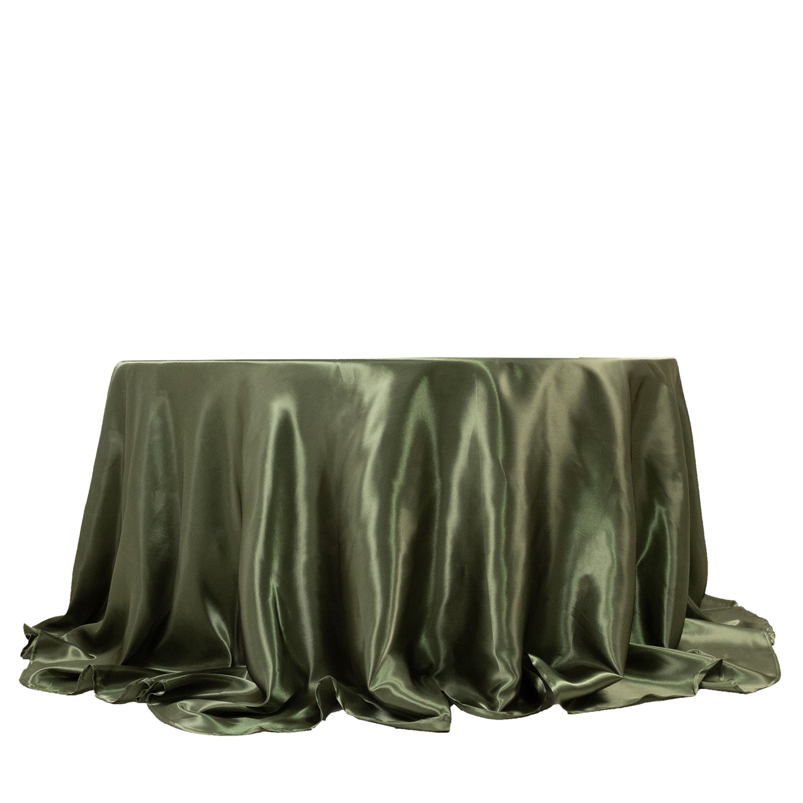 Satin 132" Round Tablecloth Dusty Sage Green - Stylish Seamless Table Cover