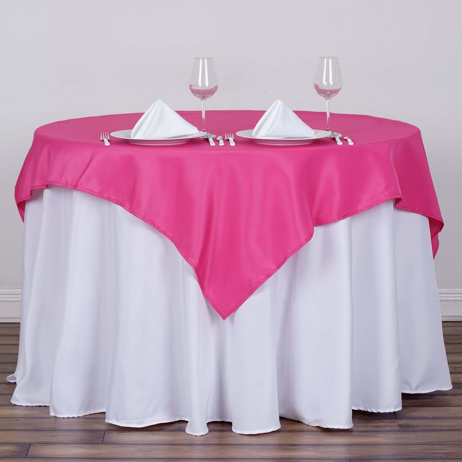 Polyester Square 54"x54" Tablecloth Fuchsia - Wrinkle-Resistant & Durable Table Cover
