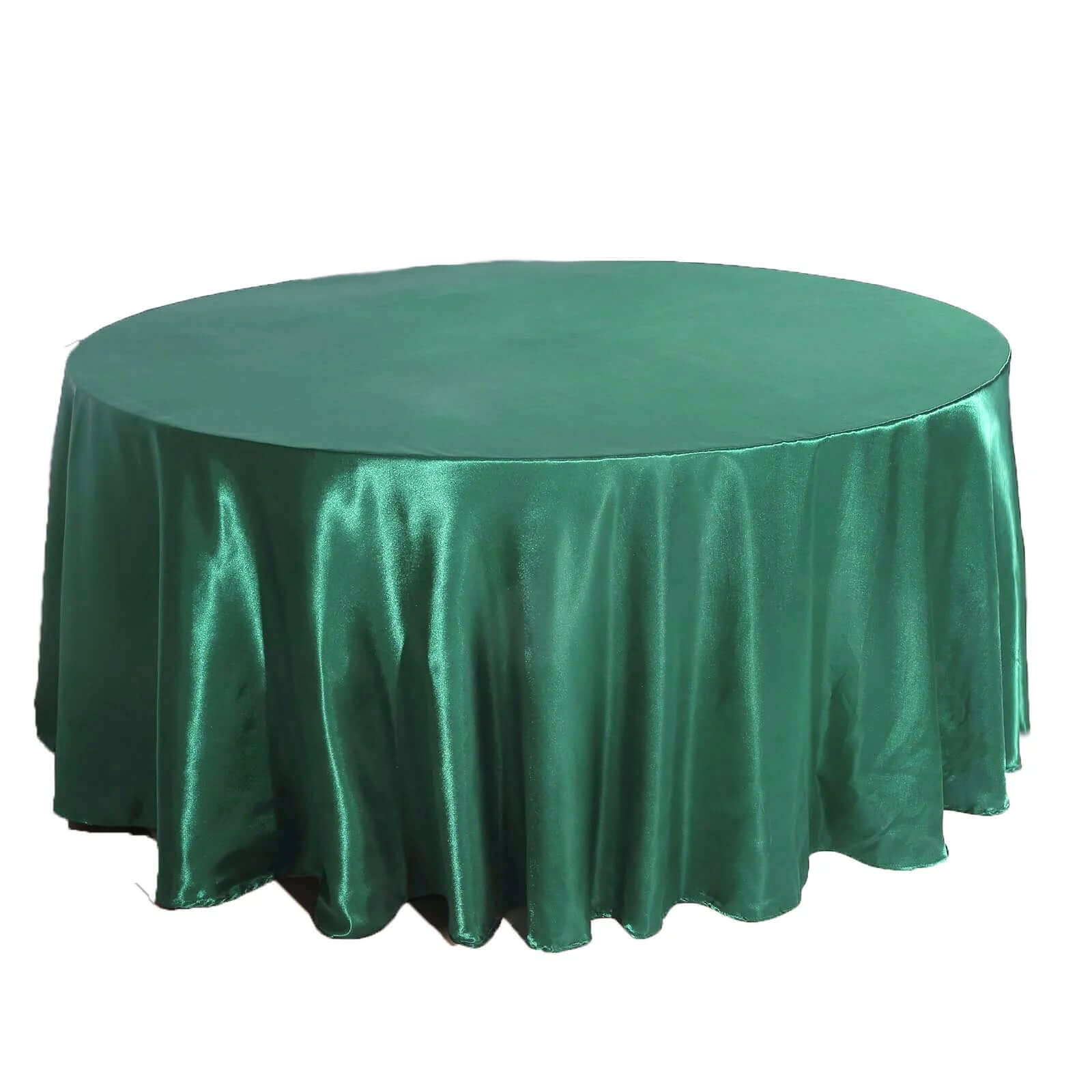 Satin 120" Round Tablecloth Hunter Emerald Green - Stylish Seamless Table Cover