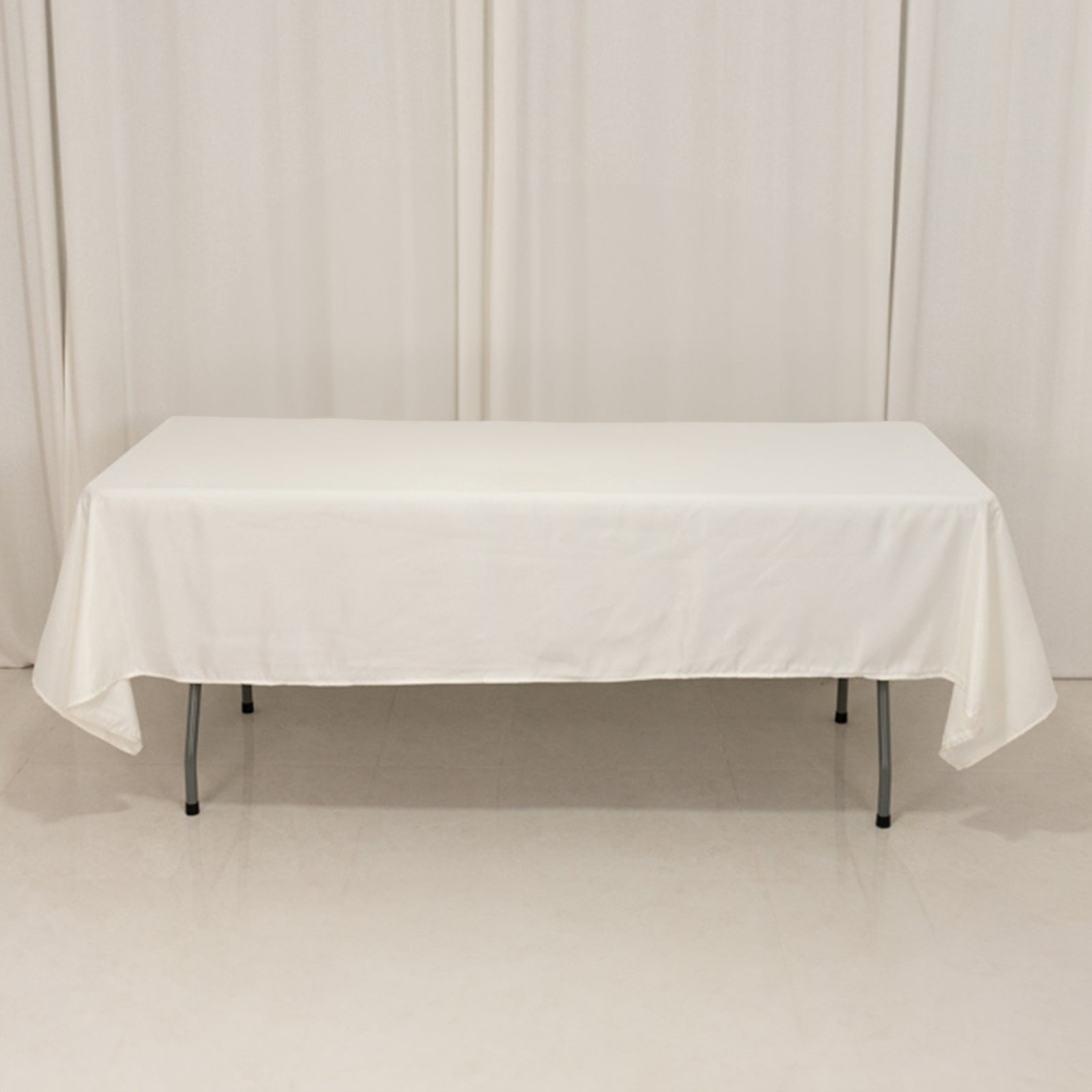 Lamour Satin 60"x102" Rectangle Tablecloth Ivory - Durable & Silky Soft Feel Table Cover