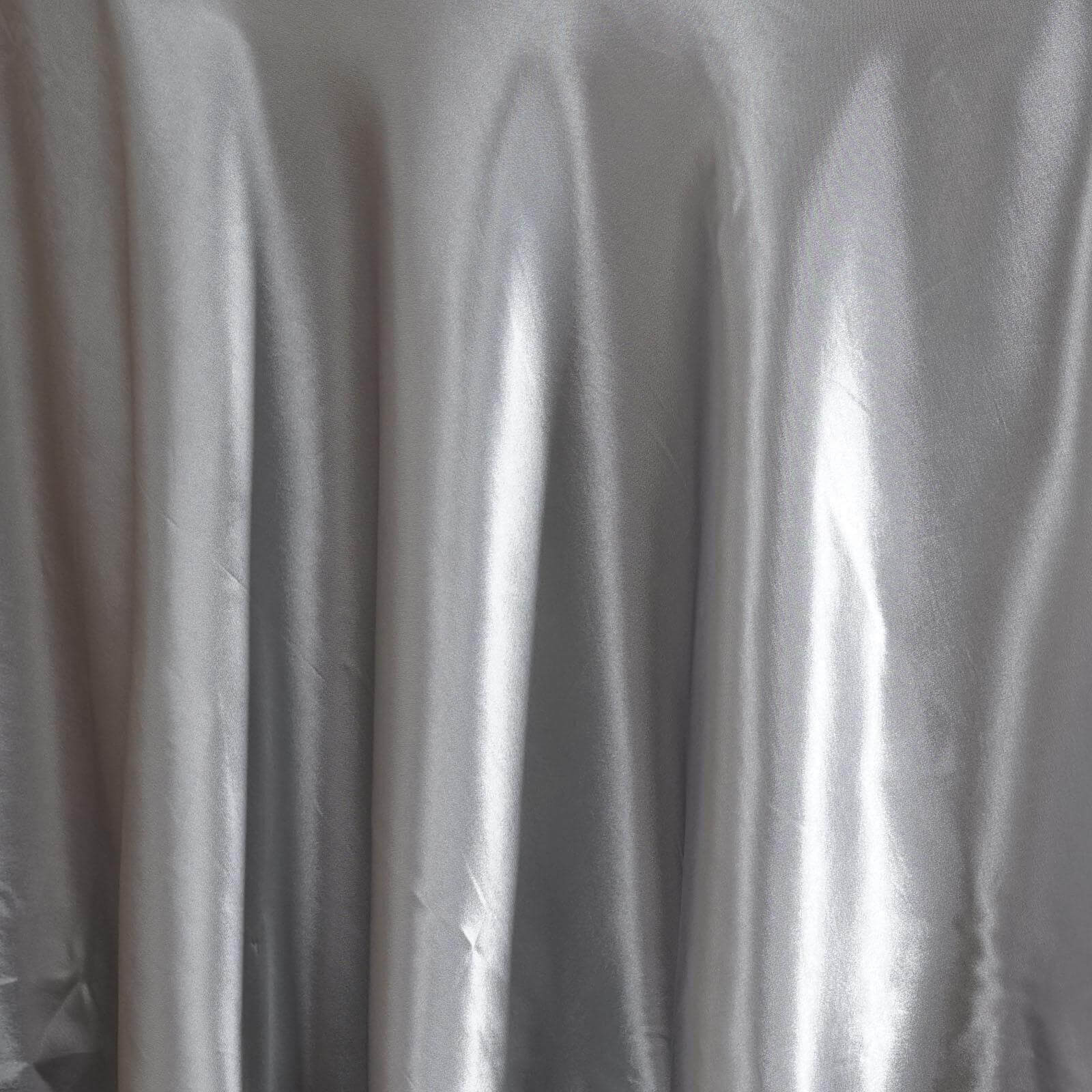 Satin 120" Round Tablecloth Silver - Stylish Seamless Table Cover