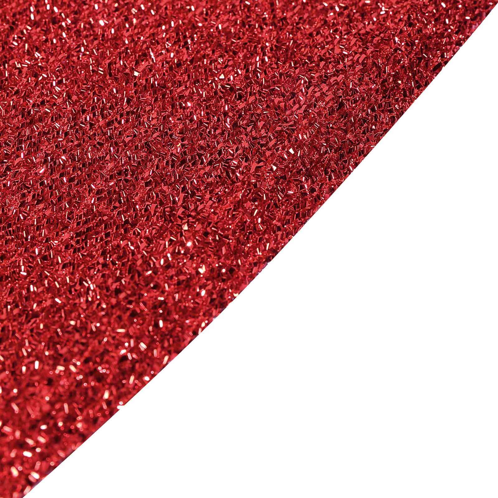 Stretch Spandex Chair Cover Red for Folding Chairs - Metallic Shimmer Tinsel Back Design Fitted Slipcover