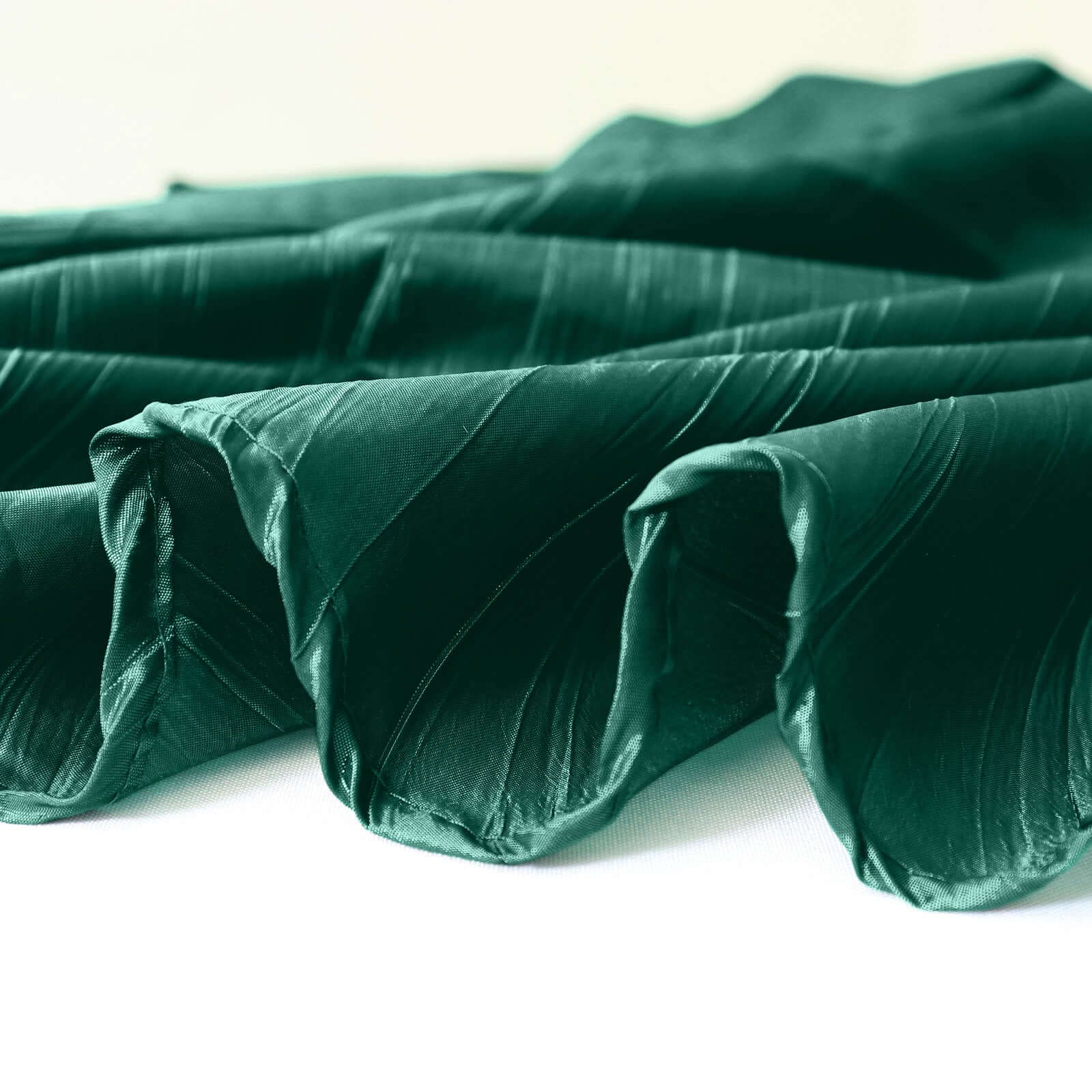 Taffeta 90"x90" Table Overlay Square Tablecloth Hunter Emerald Green - Accordion Crinkle Table Cover