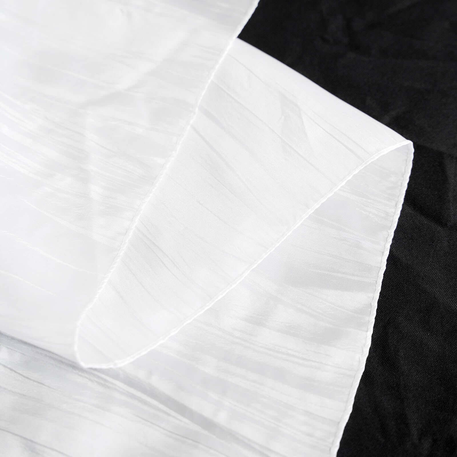 Taffeta 90"x156" Rectangle Tablecloth White - Seamless Accordion Crinkle Design for Stylish Celebrations