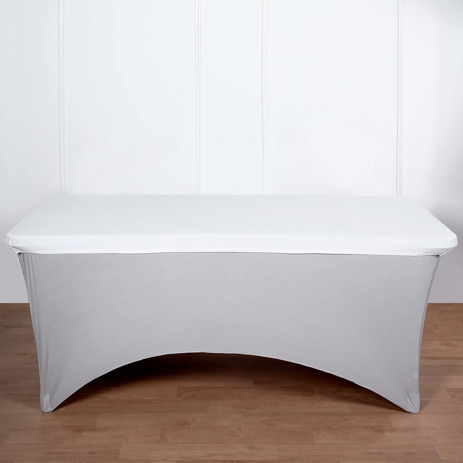 Stretch Spandex 72"x30" Rectangle Tablecloth Top Cover White - Sleek & Durable Fitted Table Topper Cap