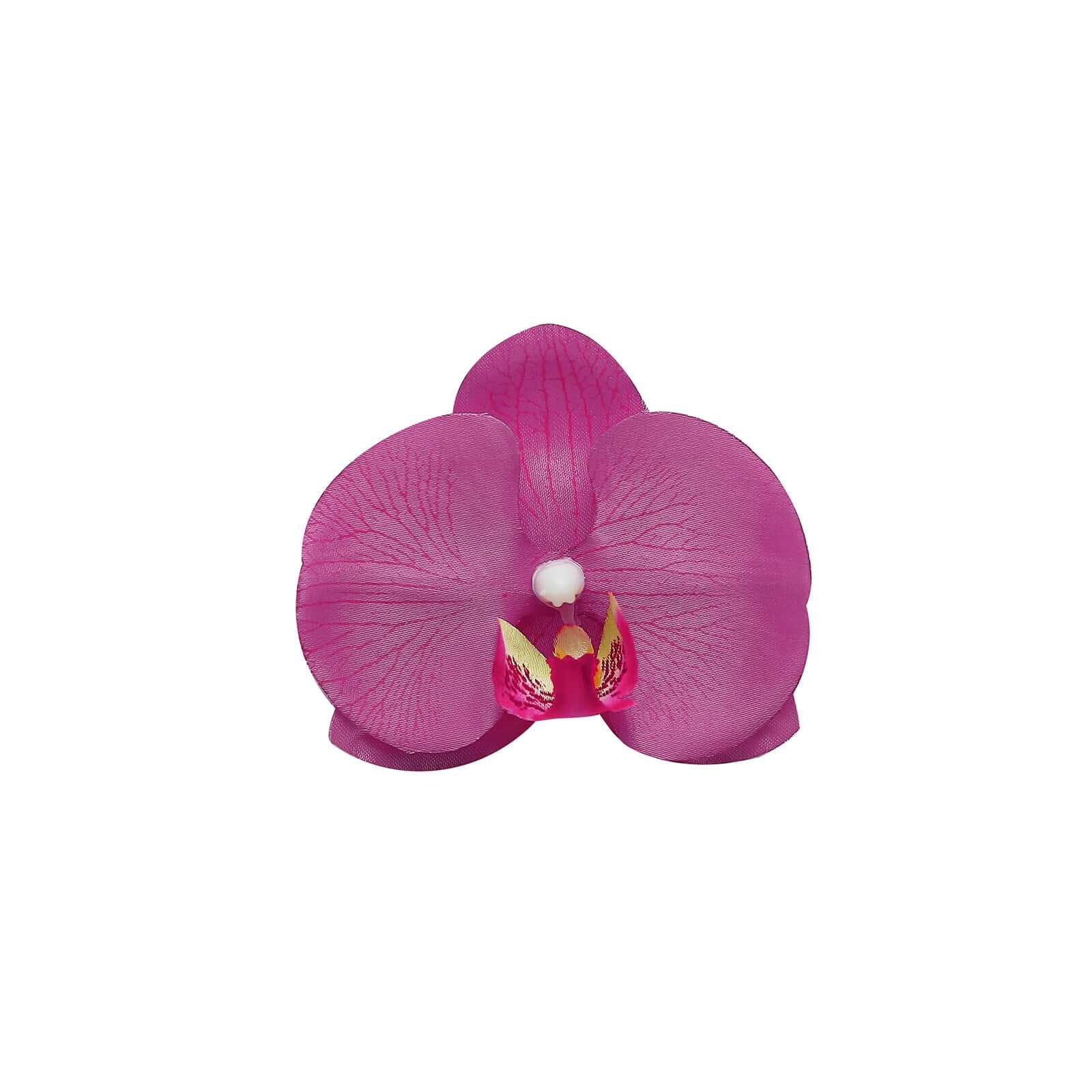 20 Silk Artificial Orchids Flower Heads Fuchsia - Versatile Floral Accents for DIY Floral Arrangements Corsages & Event Decor 4"