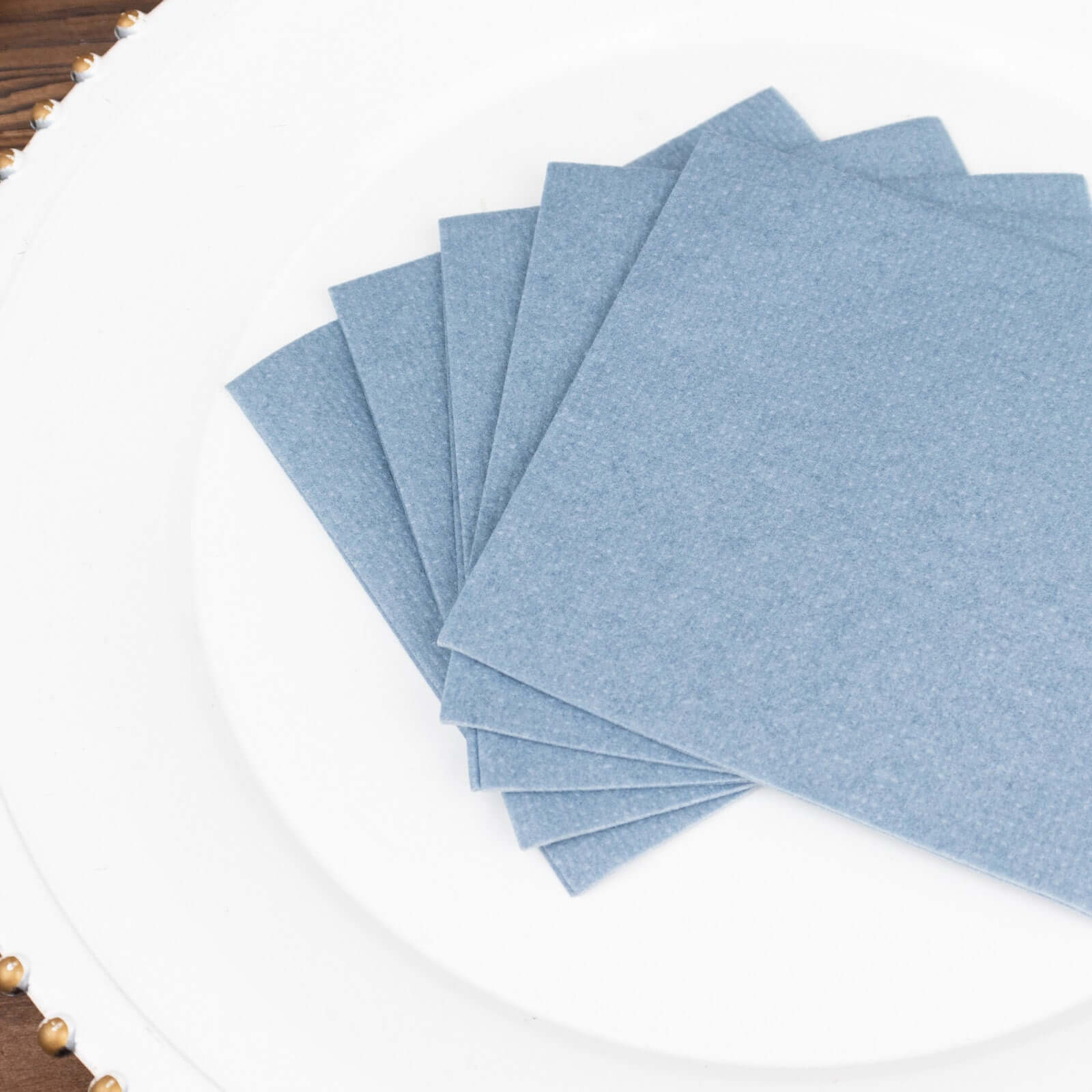 20-Pack Paper Linen-Like Cocktail Napkins Dusty Blue - Disposable 5"x5" Airlaid Soft Napkins