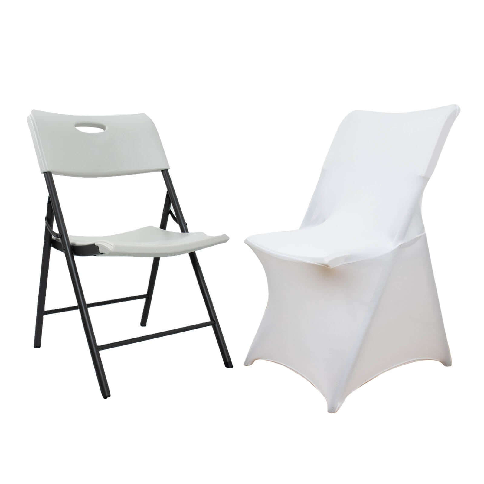 Stretch Spandex Chair Cover White for Lifetime Folding Chairs - Wrinkle Resistant Snug Fit Slipcover with Foot Pockets for Sophisticated Event Styling