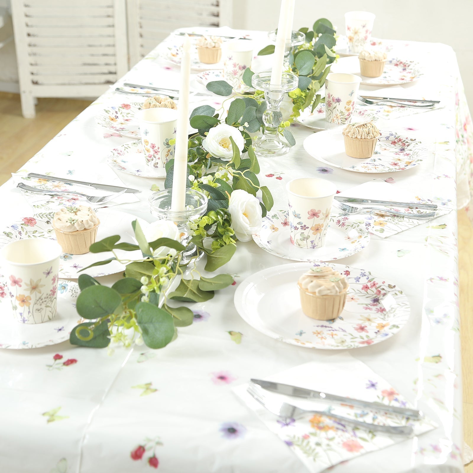 50-Pack Paper Cocktail Napkins with Wildflower Butterfly Design - Disposable 2 Ply Beverage Napkins for Parties 6.5"x6.5"