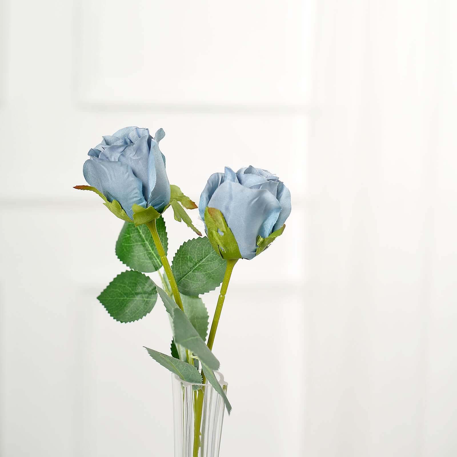 31" 24Pcs Dusty Blue Long Stem Artificial Silk Roses Flowers