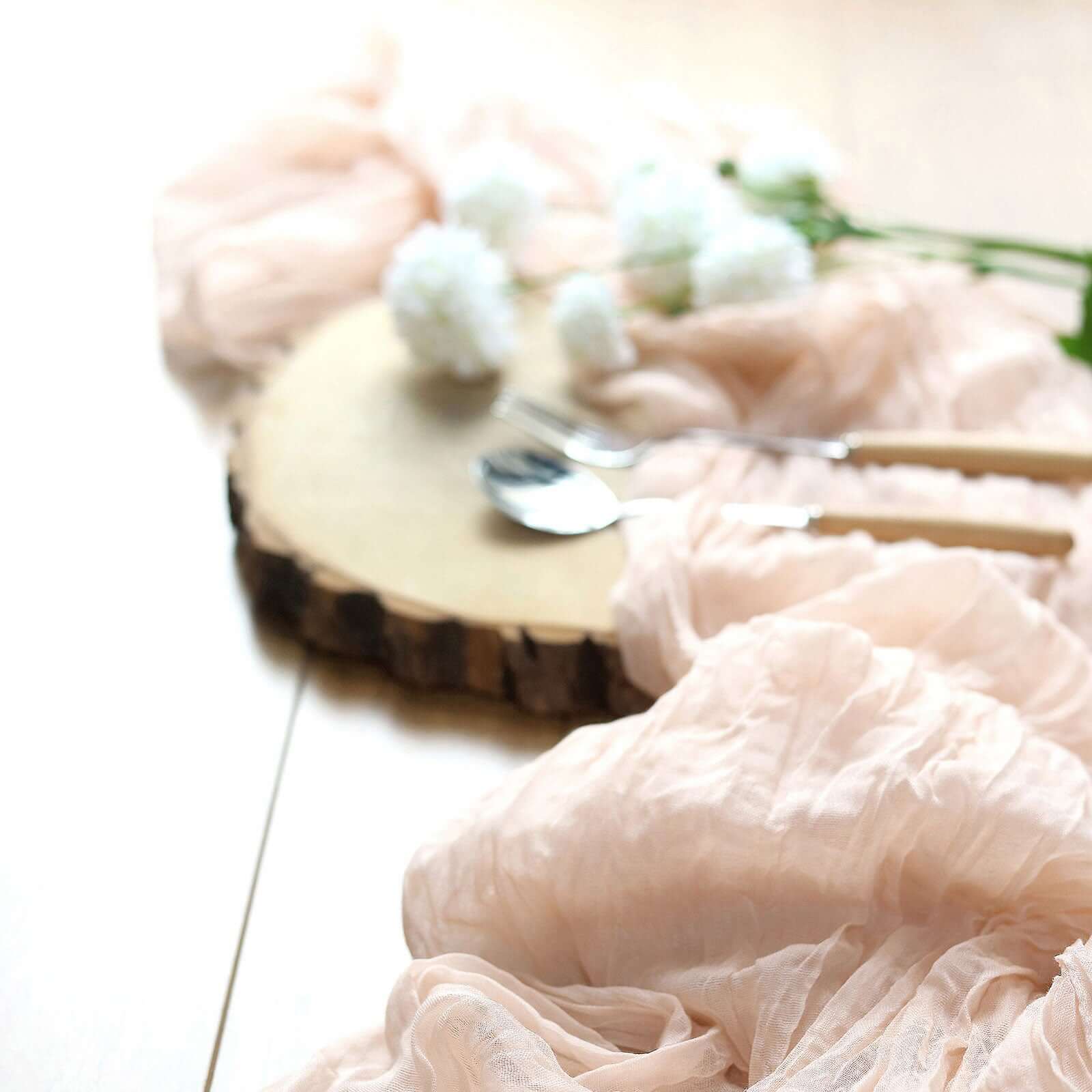 Gauze Cheesecloth 10ft Table Runner Blush - Rustic Boho Style