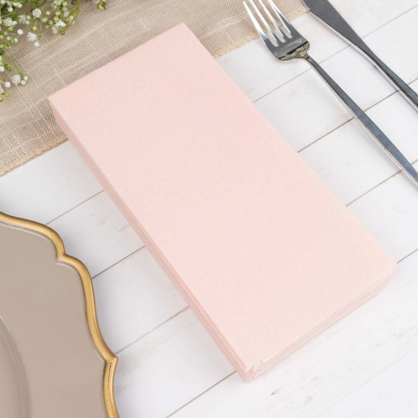 20-Pack Paper Linen-Like Napkins Blush - Disposable Hygienic Airlaid Guest Towels 8.5"x4"