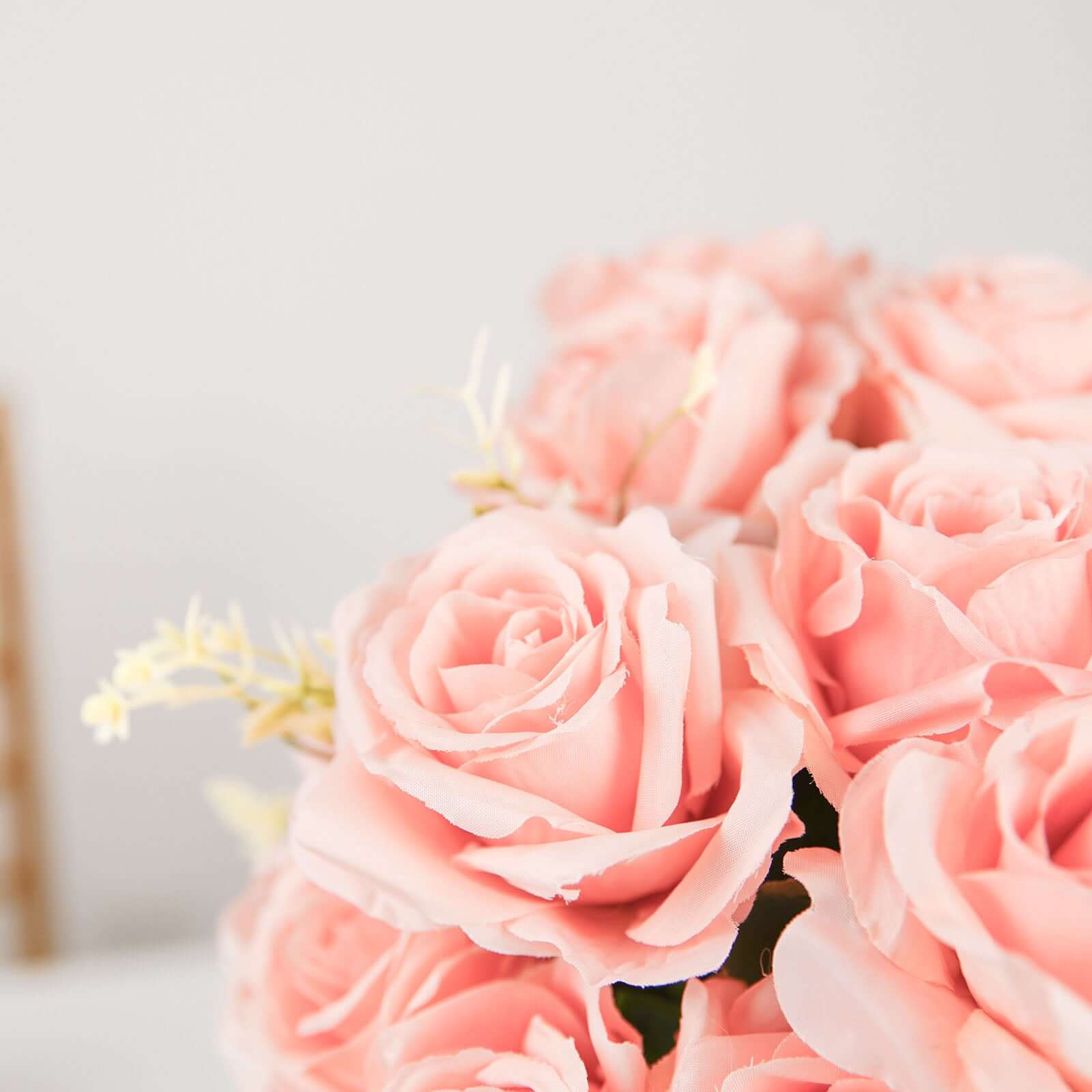 2 Bushes 18" Real Touch Blush Artificial Rose Flower Bouquet, Silk Long Stem Flower Arrangements