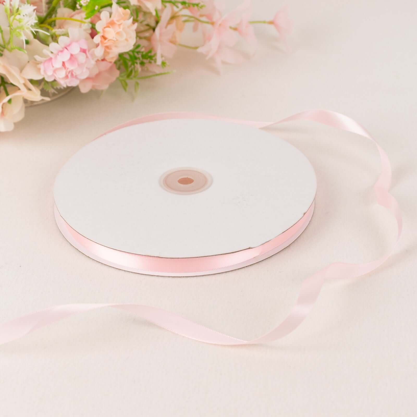 100 Yards 3 8" Blush Single Face Decorative Satin Ribbon