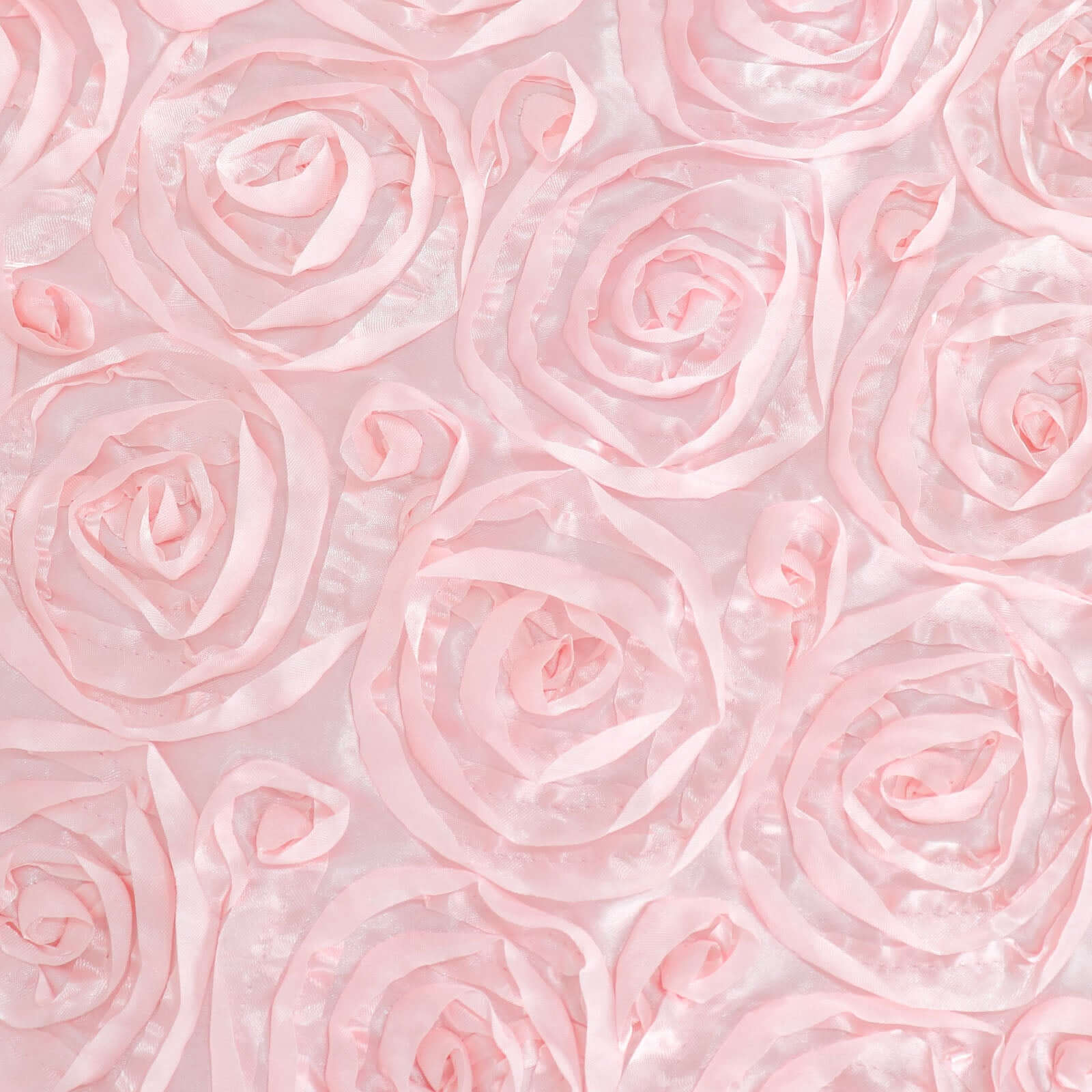 Satin 72"x72" Table Overlay Square Tablecloth Blush - 3D Rosette Table Cover